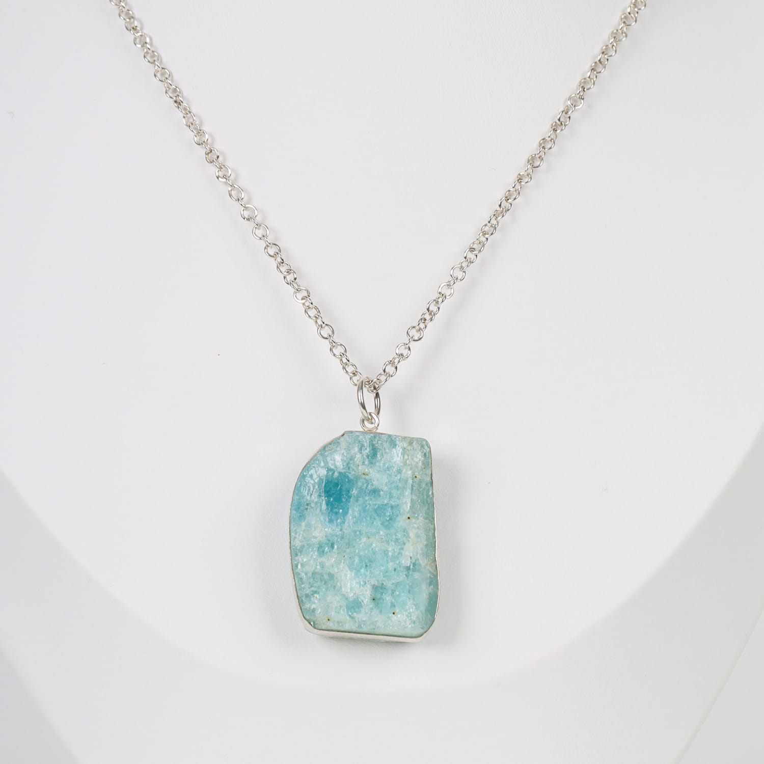 Sky Drop Necklace Aquamarine and Silver