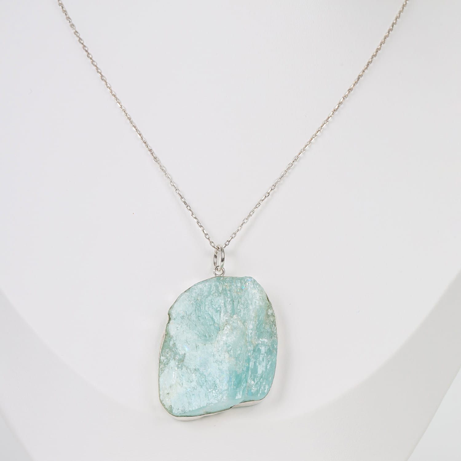 Sky Drop  Aquamarine in Sterling Silver Necklace