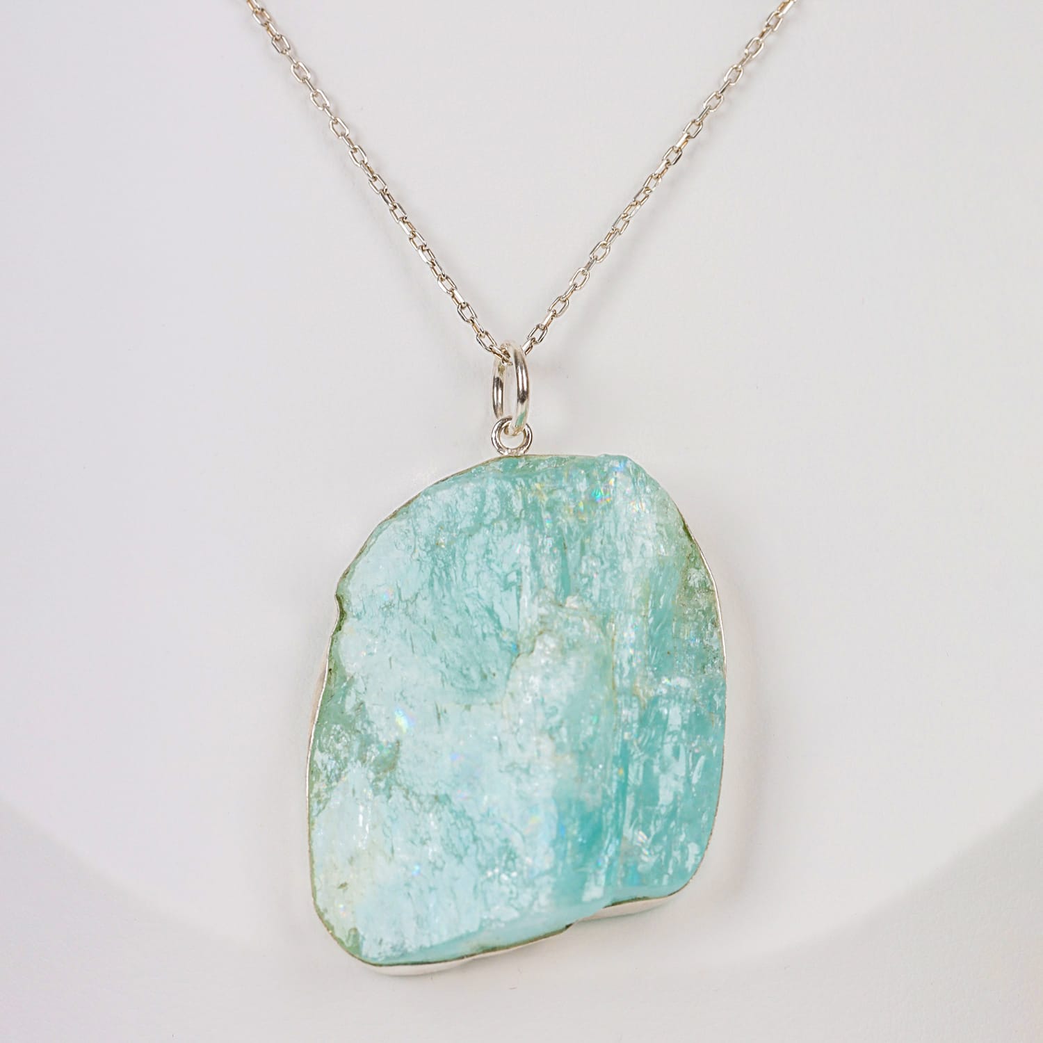 Sky Drop  Aquamarine in Sterling Silver Necklace
