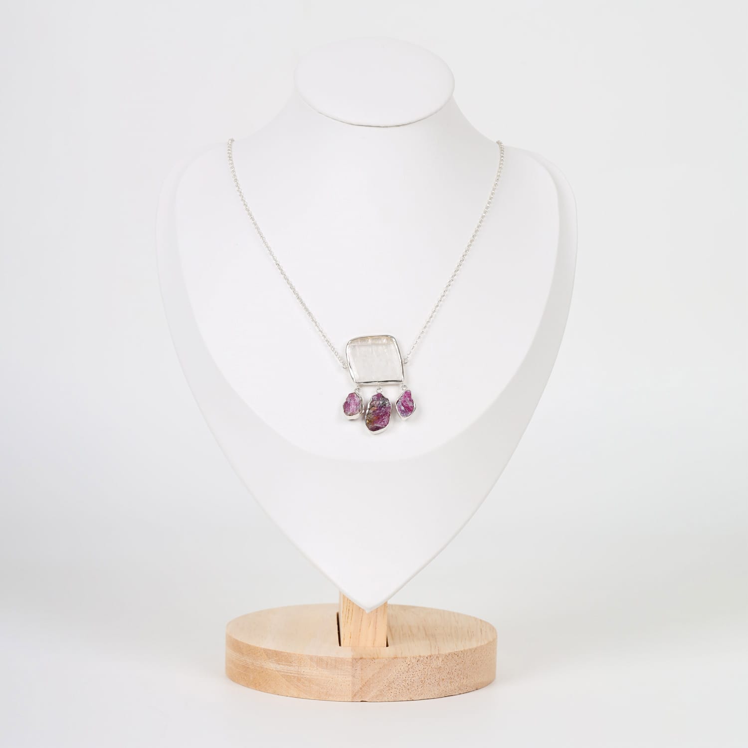 Pure Stones Necklace Kunzite and Ruby in Sterling Silver