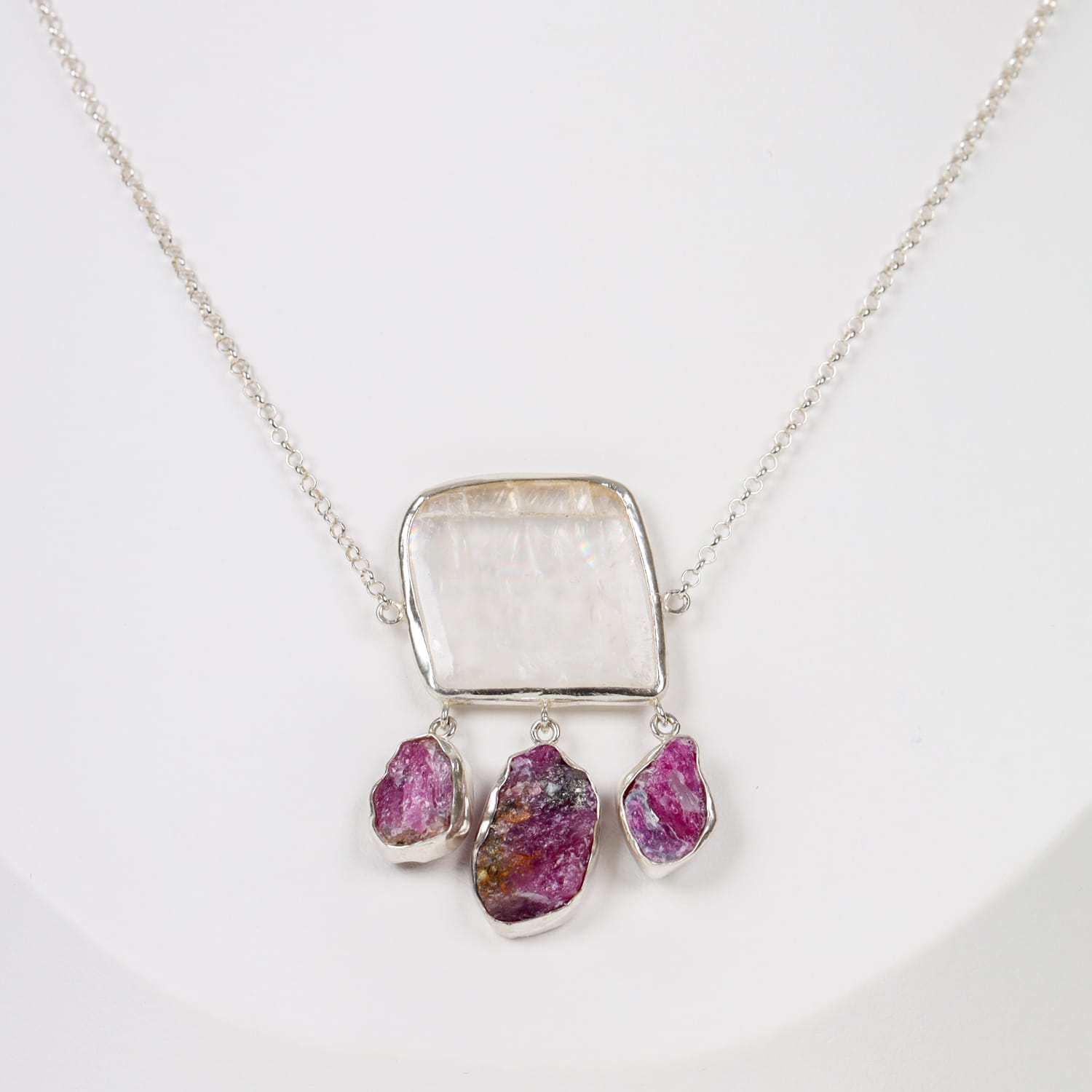 Pure Stones Necklace Kunzite and Ruby in Sterling Silver