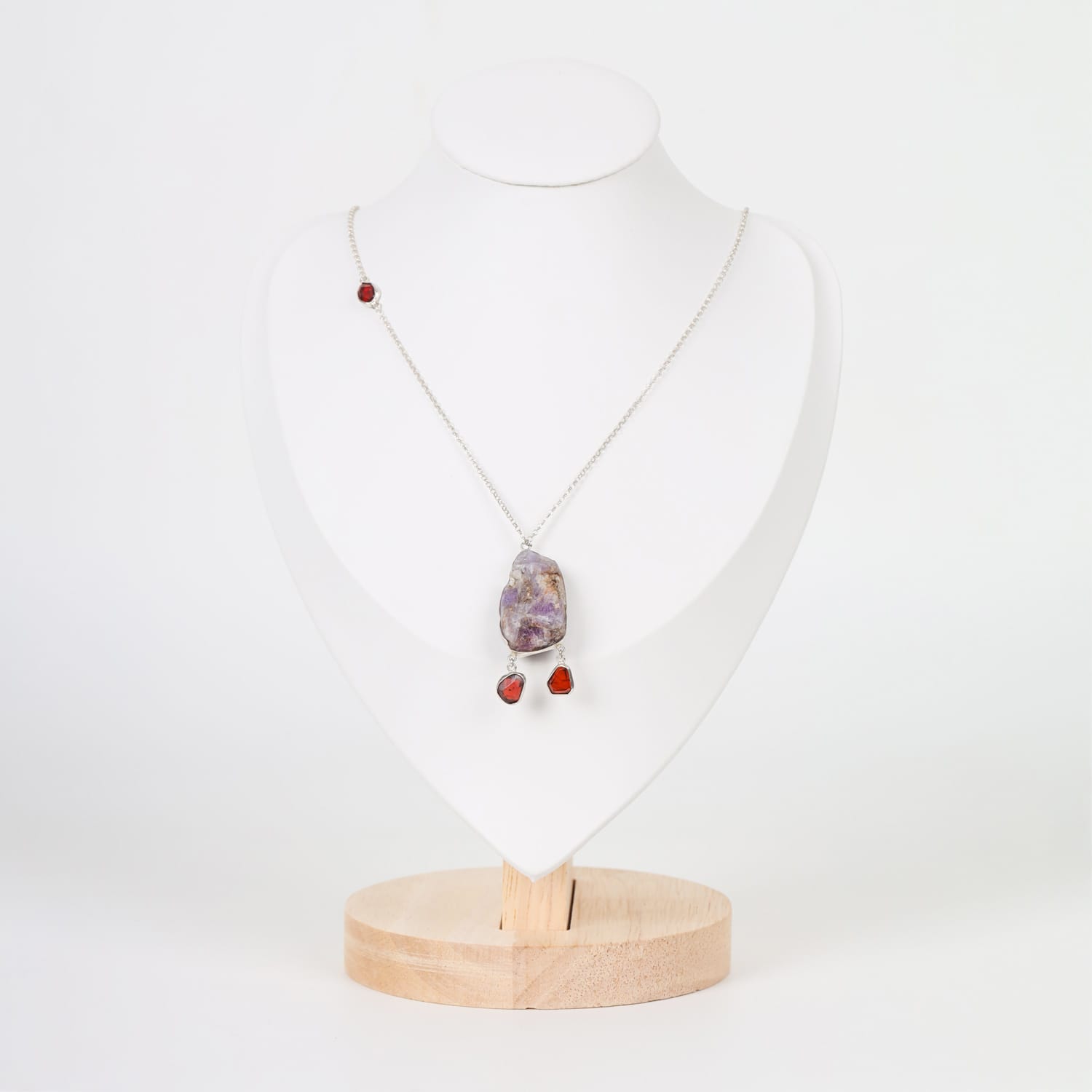 Nature’s Glow Necklace Garnet and Acmite in Sterling Silver