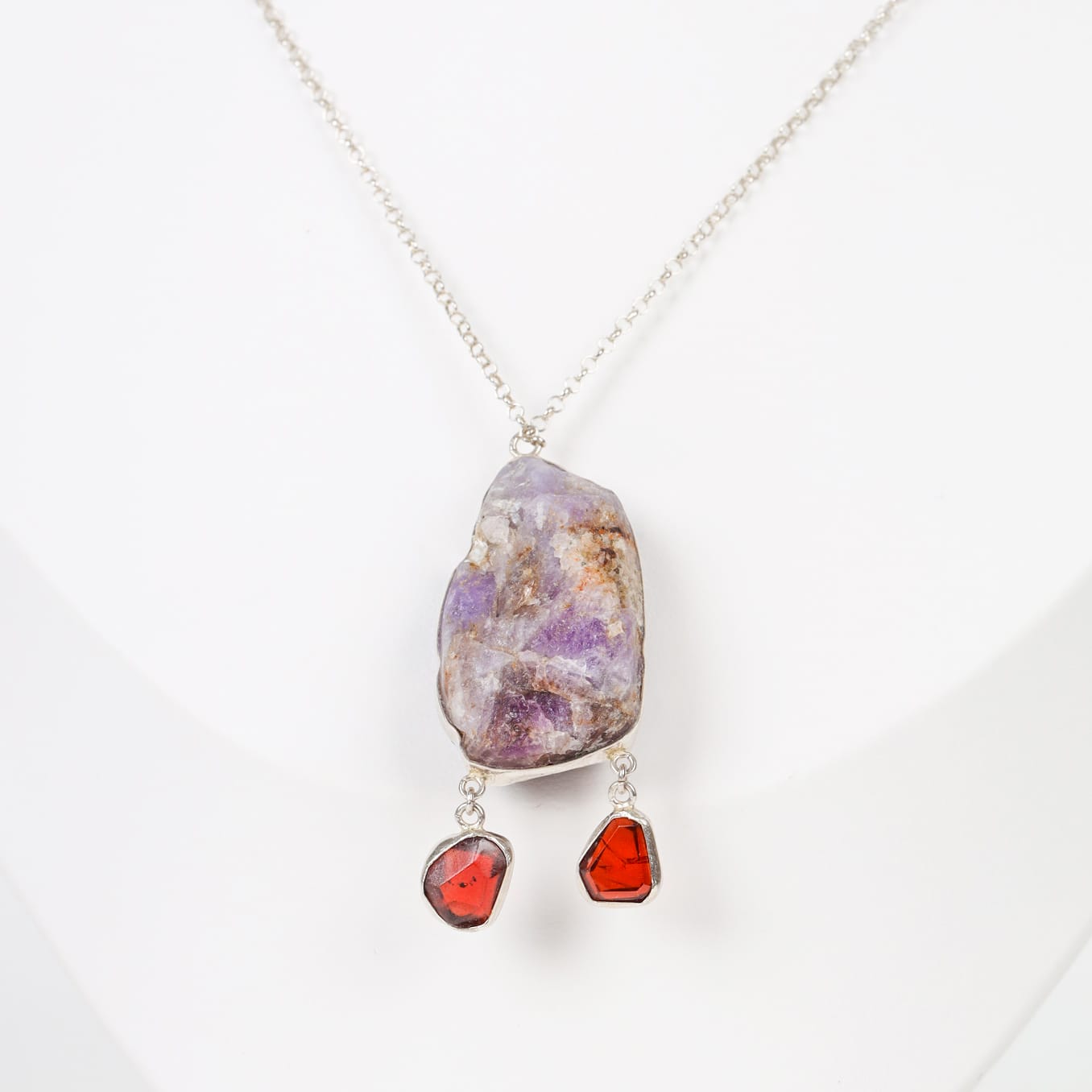 Nature’s Glow Necklace Garnet and Acmite in Sterling Silver