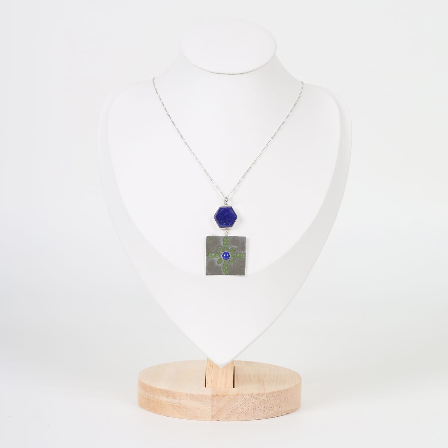 Lustra Pendant Bamyan Turquoise and Lapis Lazuli in Sterling Silver