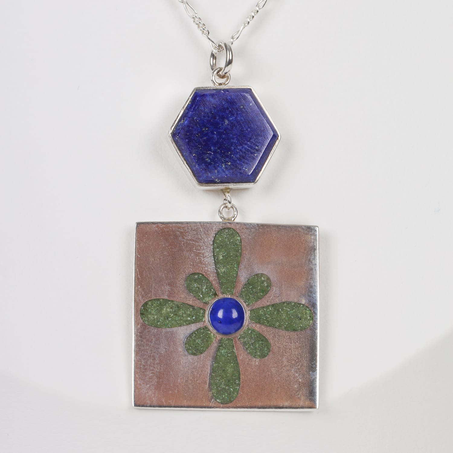 Lustra Pendant Bamyan Turquoise and Lapis Lazuli in Sterling Silver