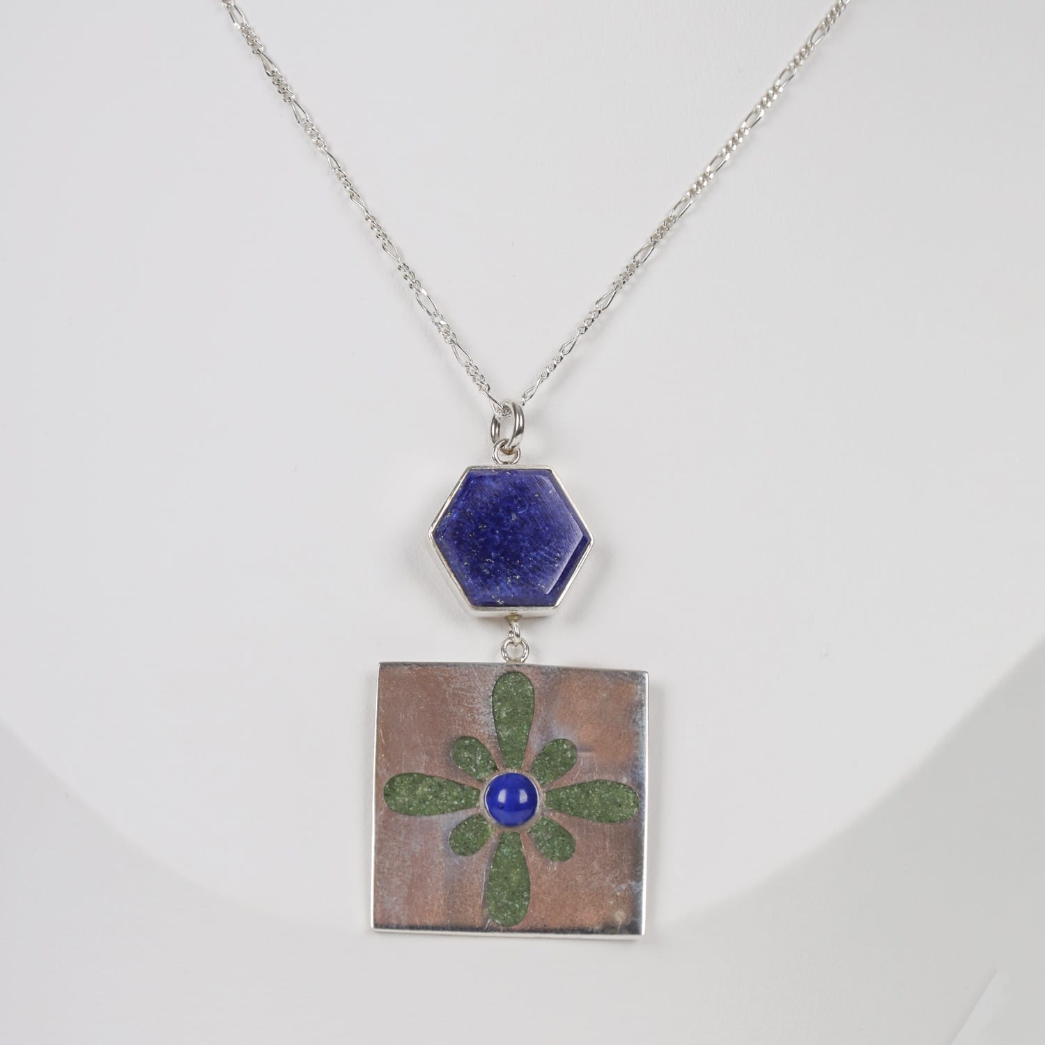 Lustra Pendant Bamyan Turquoise and Lapis Lazuli in Sterling Silver