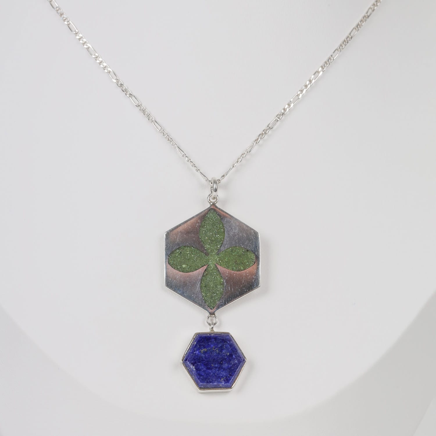 Lustra Necklace Bamyan Turquoise and Lapis Lazuli in Sterling Silver