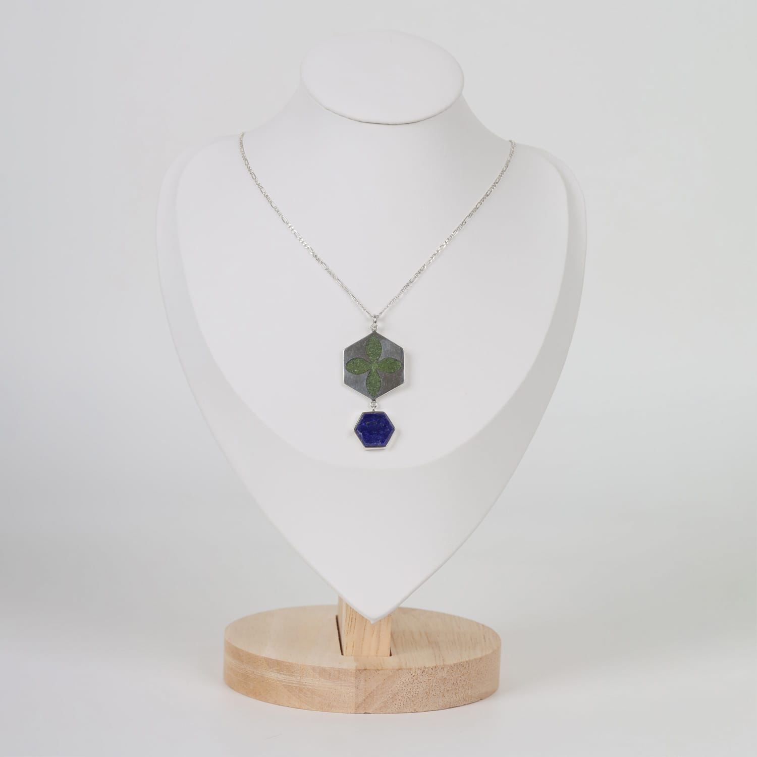 Lustra Necklace Bamyan Turquoise and Lapis Lazuli in Sterling Silver