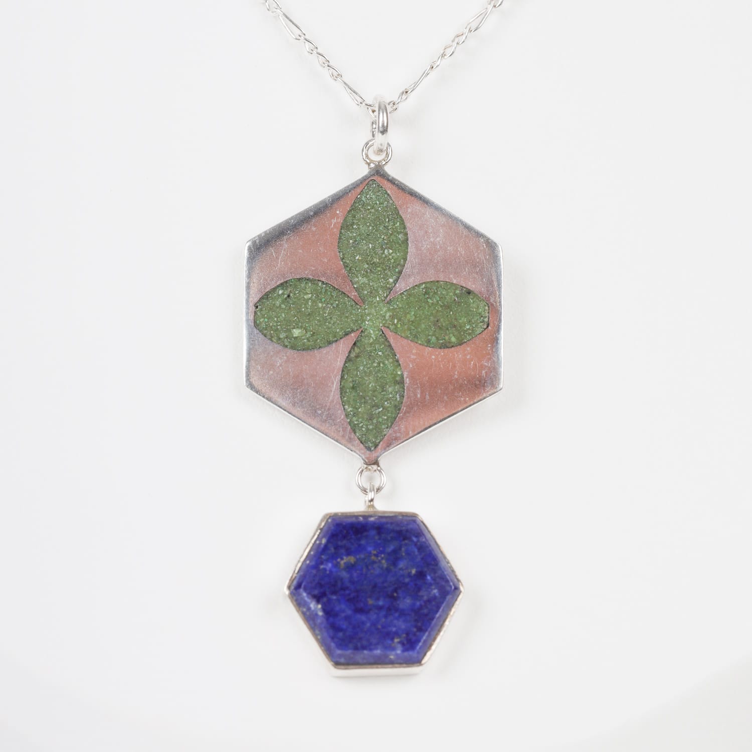 Lustra Necklace Bamyan Turquoise and Lapis Lazuli in Sterling Silver