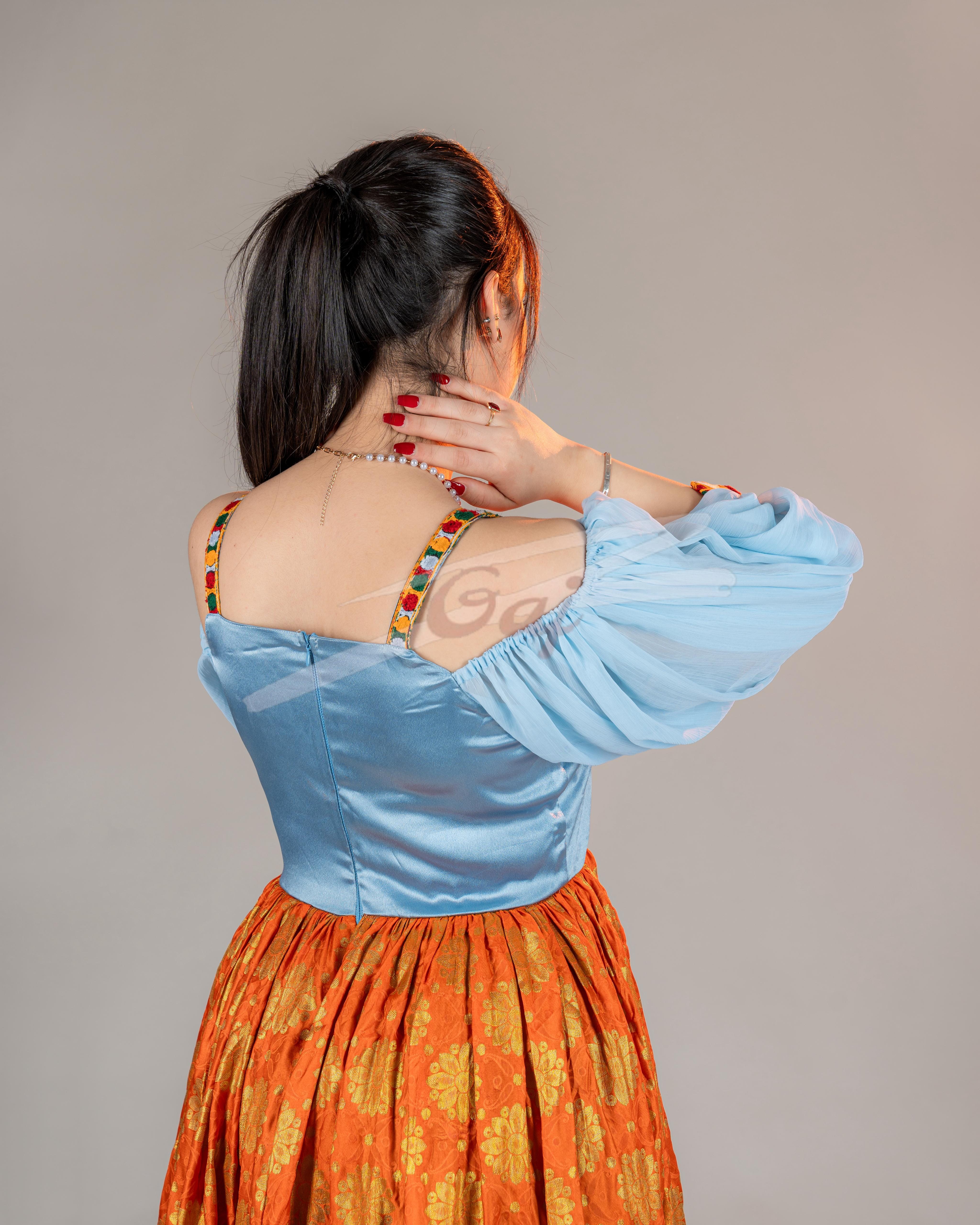 Elegant Banarasi and Satin Skirt