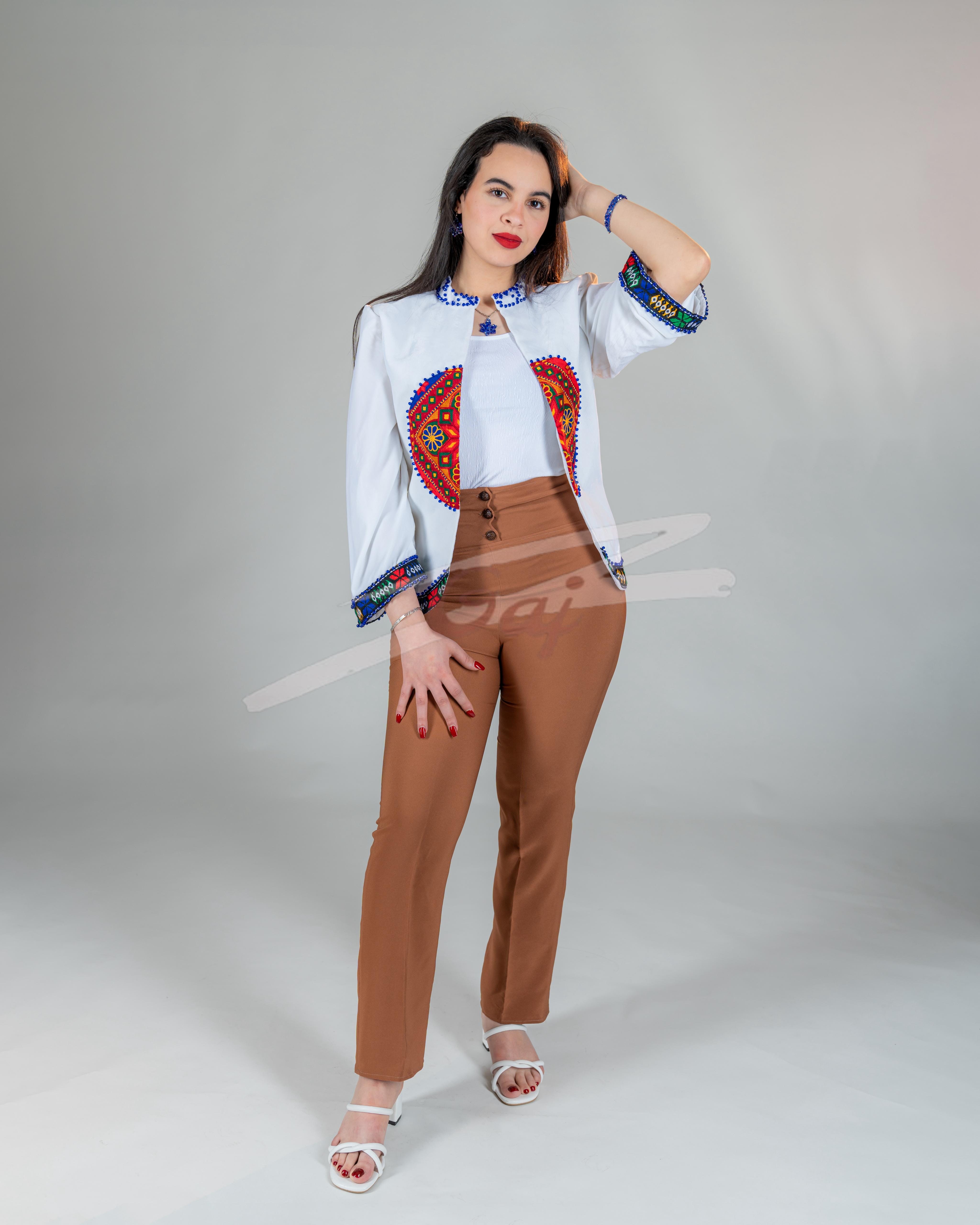 Elegant White Velvet Women Suit Set