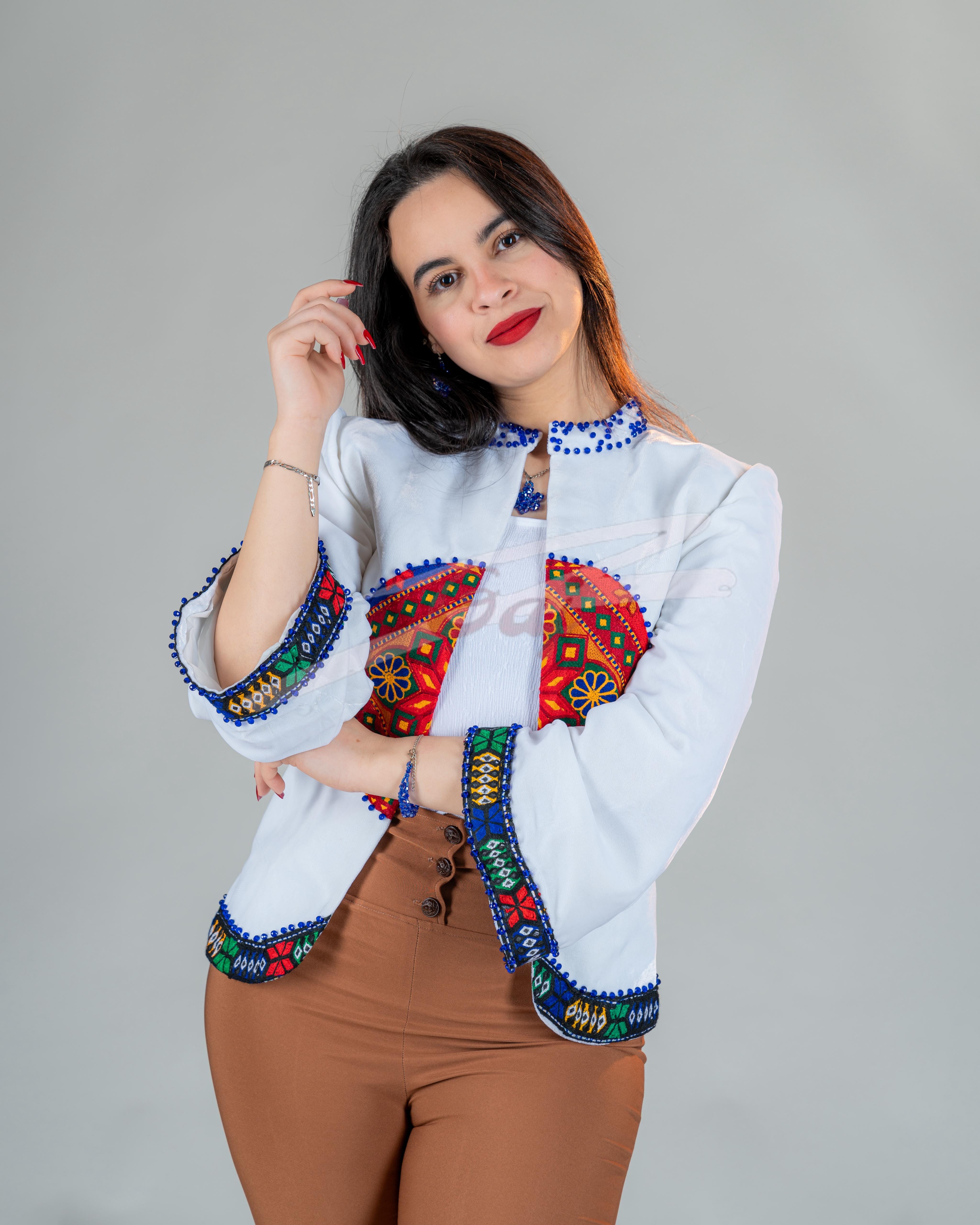 Elegant White Velvet Women Suit Set