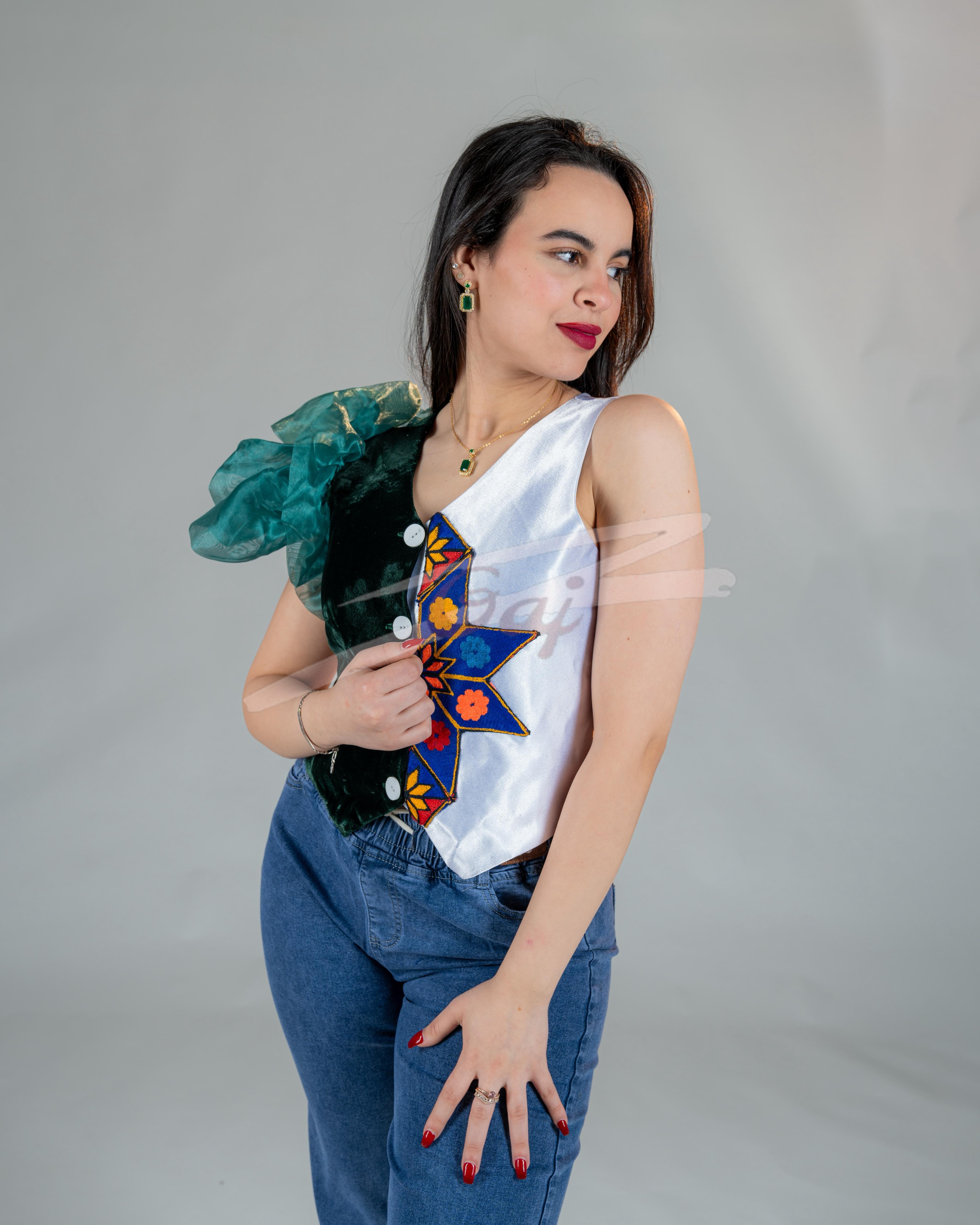 Elegant Satin and Velvet Women Outfit