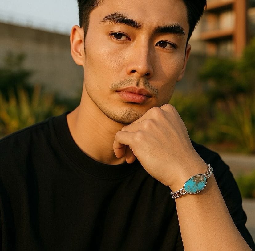 Turquoise Stone Bracelet Men, handmade bracelet