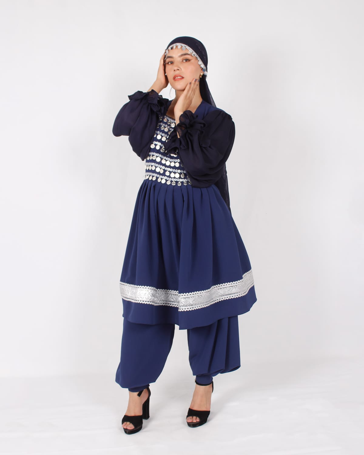 Navy Short Afghani Coin Dress