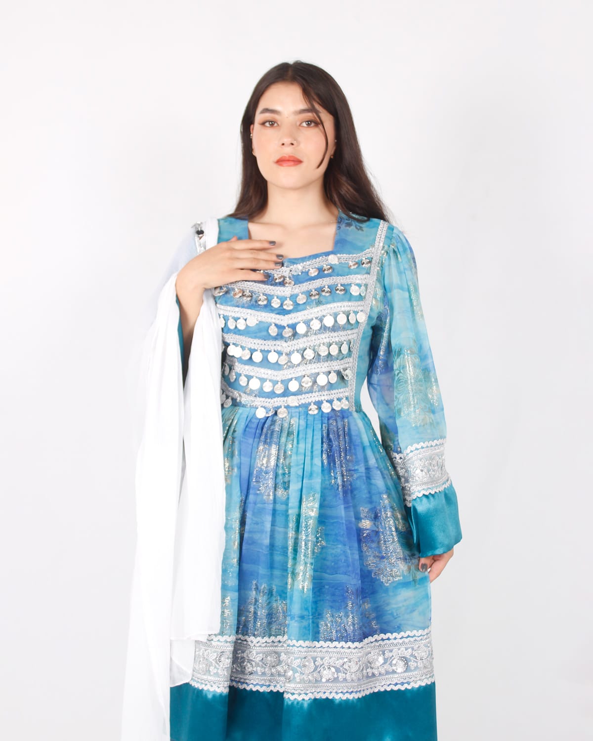 Blue Afghani Short Party Dress