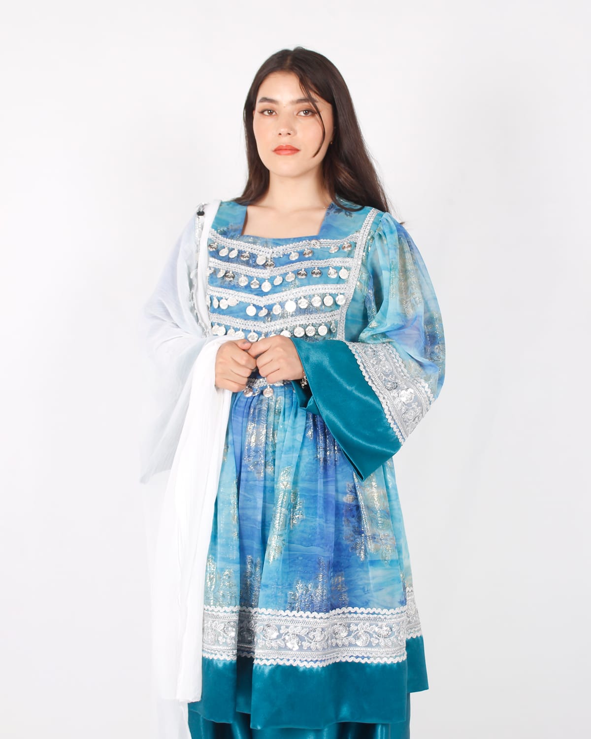 Blue Afghani Short Party Dress