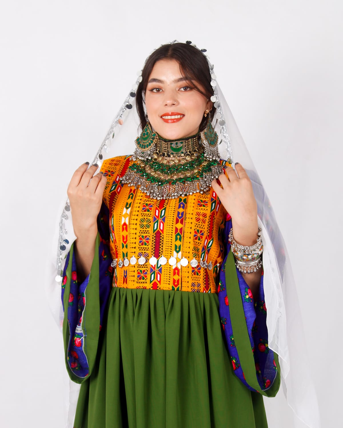 Elegant Long Green Golnegar Dress