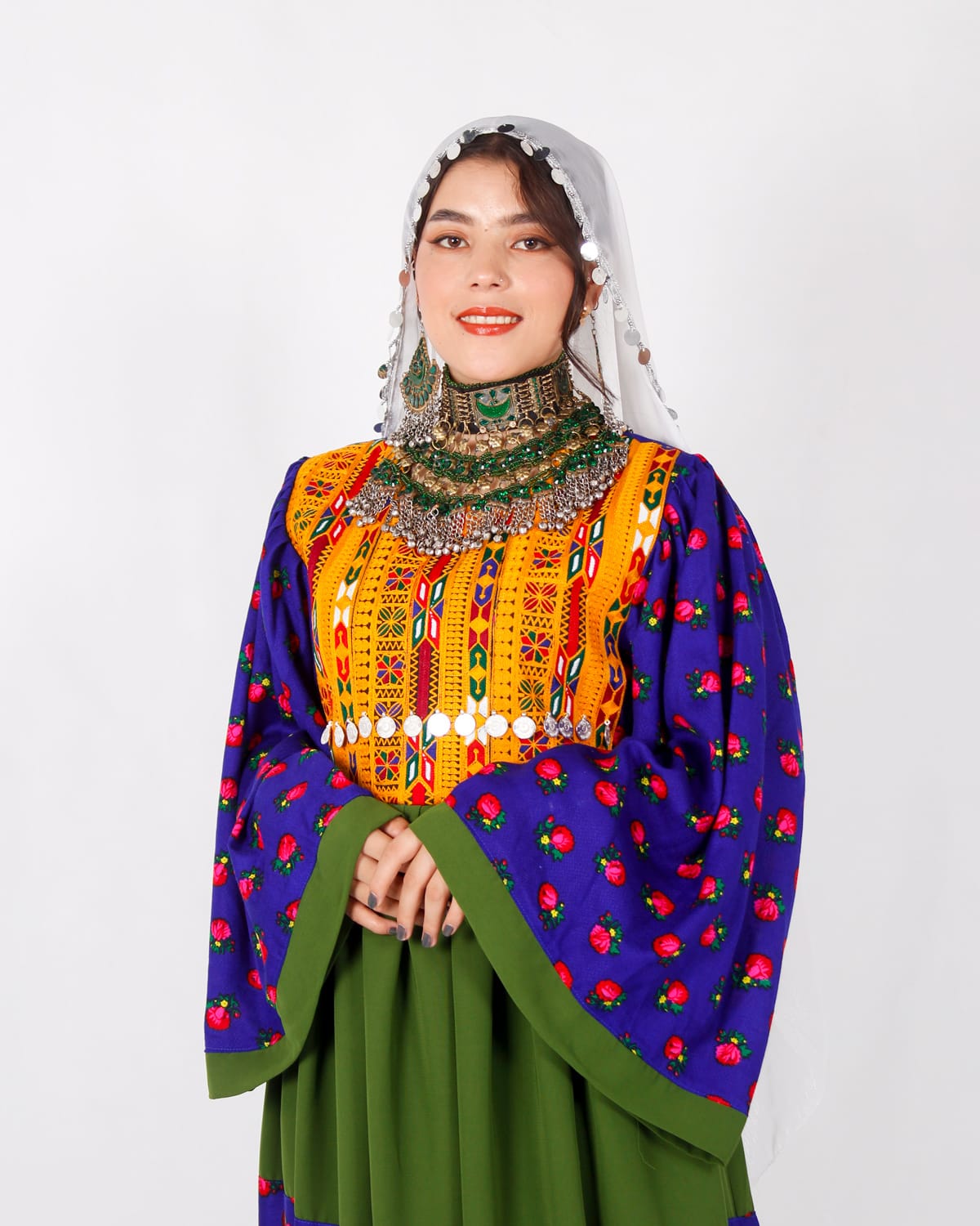 Elegant Long Green Golnegar Dress