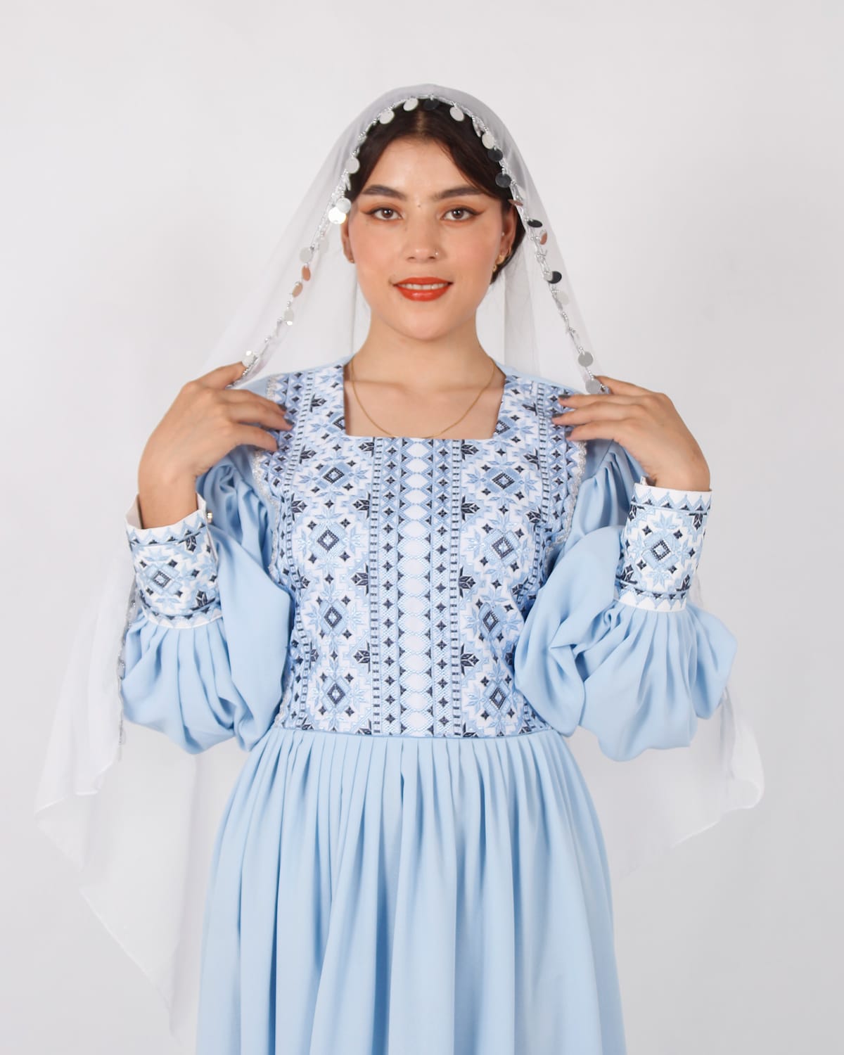Elegant White Long Afghani Dress with Yakhan & Sleeve Embroidery