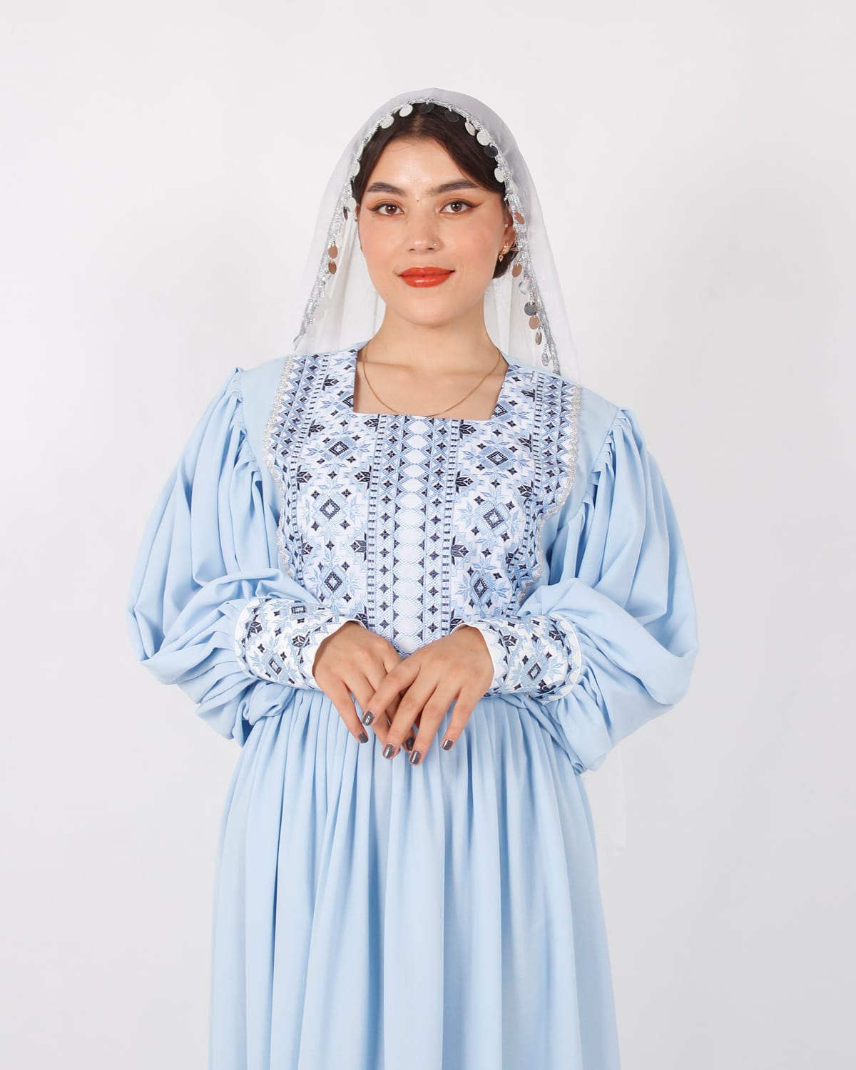 Elegant White Long Afghani Dress with Yakhan & Sleeve Embroidery