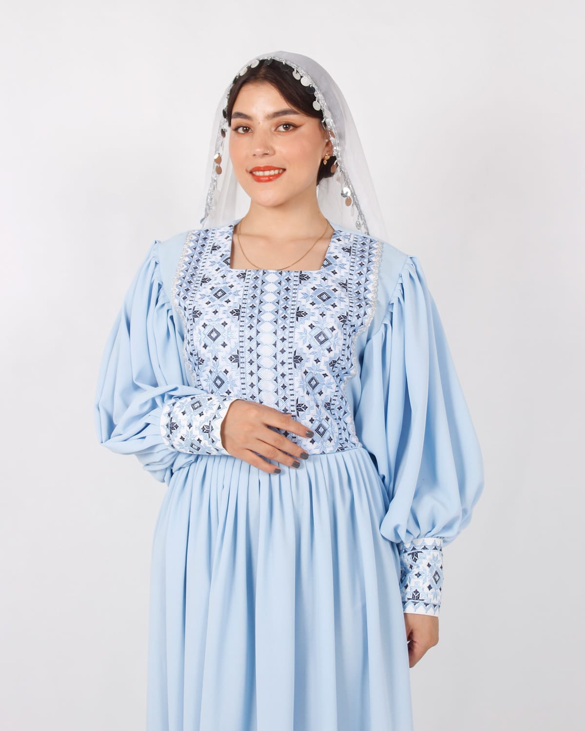 Elegant White Long Afghani Dress with Yakhan & Sleeve Embroidery