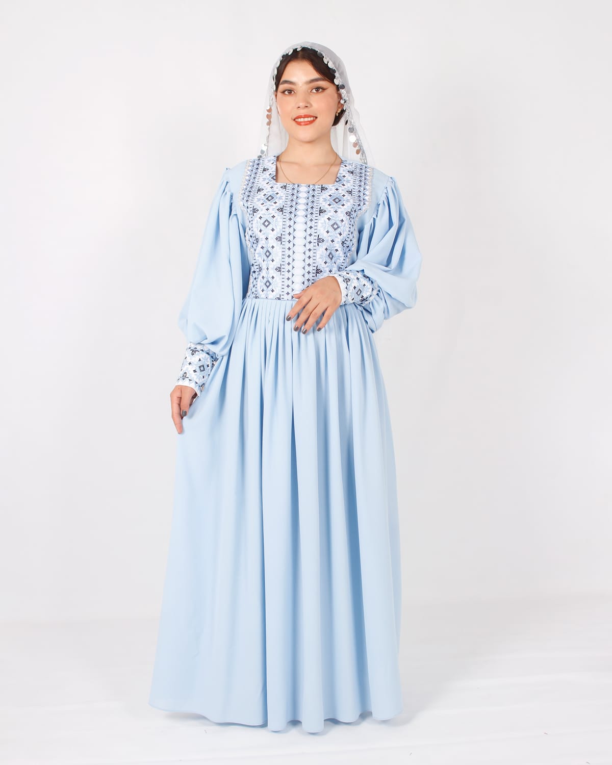 Elegant White Long Afghani Dress with Yakhan & Sleeve Embroidery