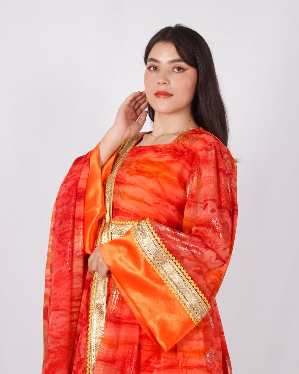 Short Orange Afghani Dress from Golnegar Handicrafts