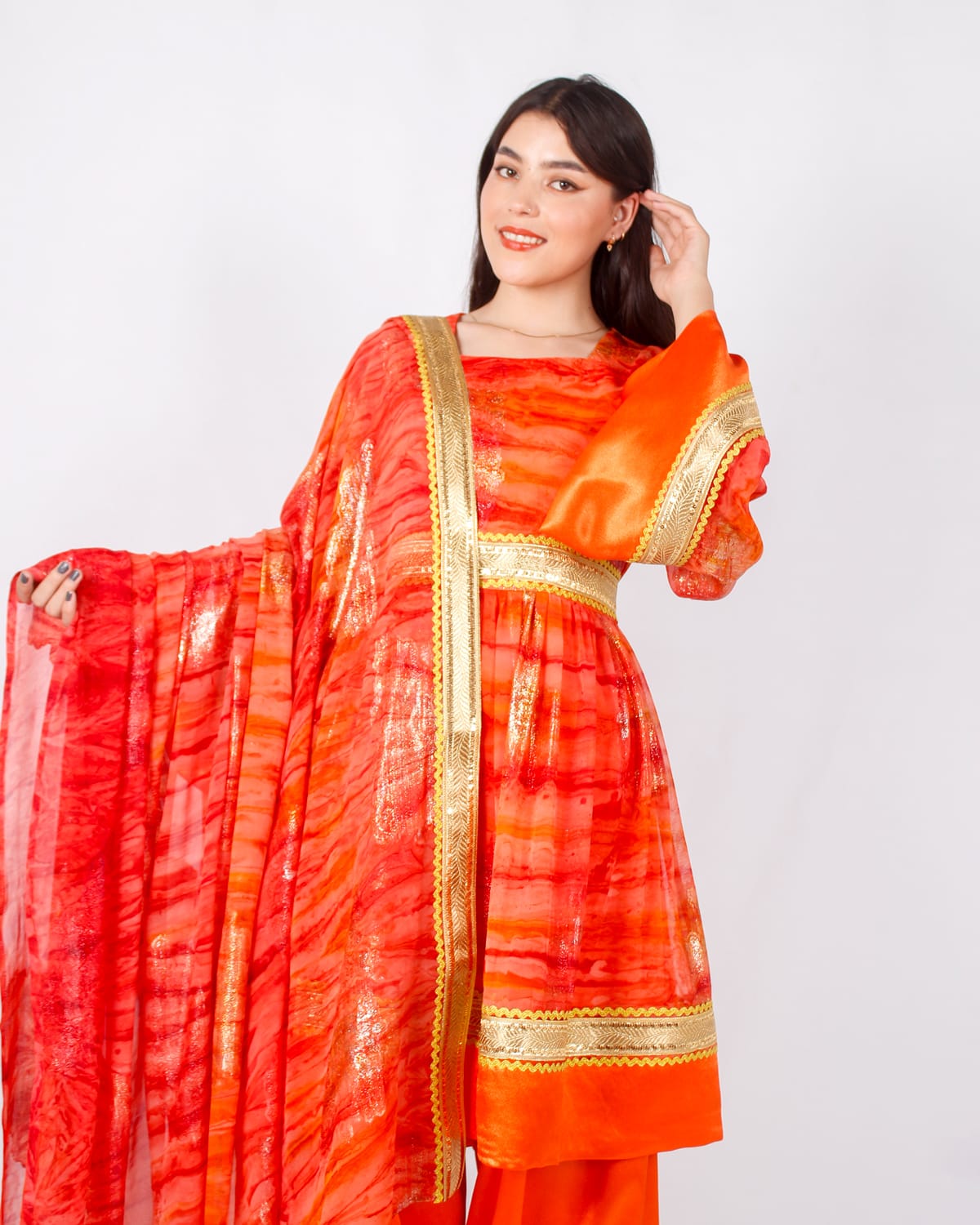 Short Orange Afghani Dress from Golnegar Handicrafts