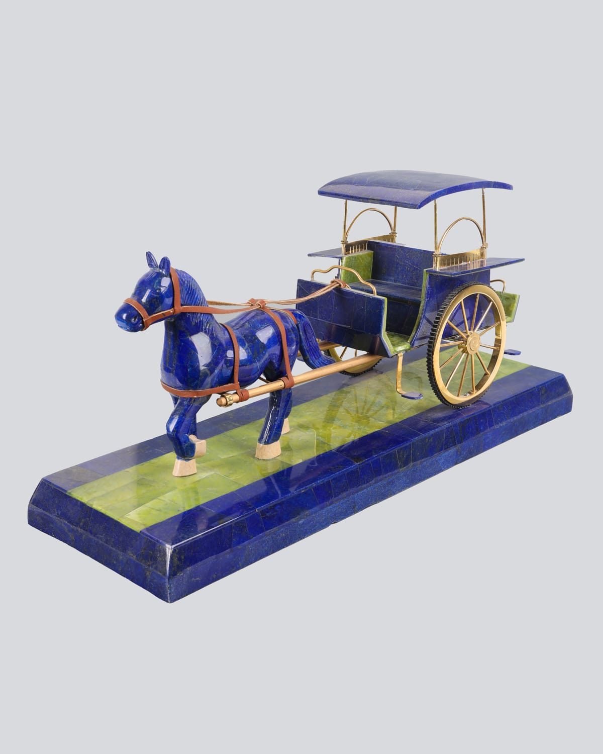 Horse-Drawn Cart Model -Lapis Lazuli Stone