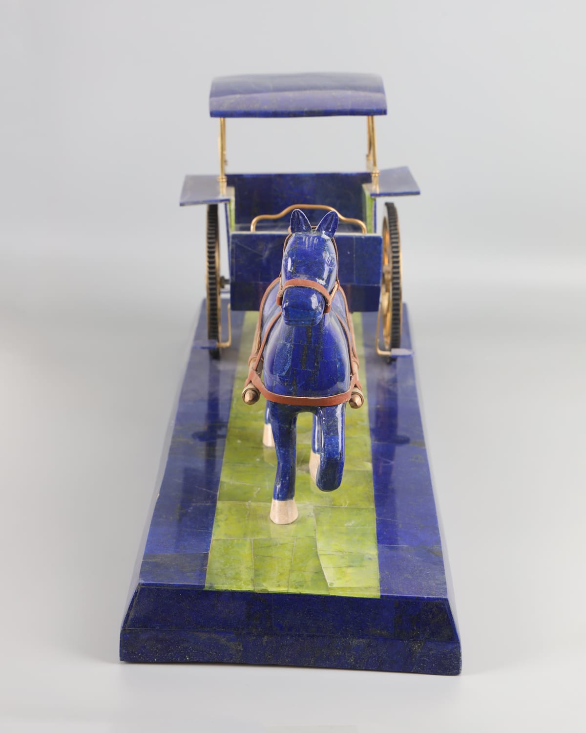 Horse-Drawn Cart Model -Lapis Lazuli Stone