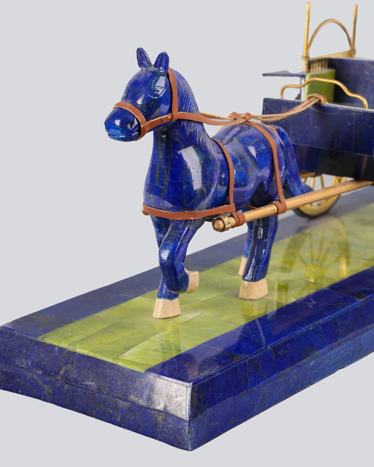 Horse-Drawn Cart Model -Lapis Lazuli Stone