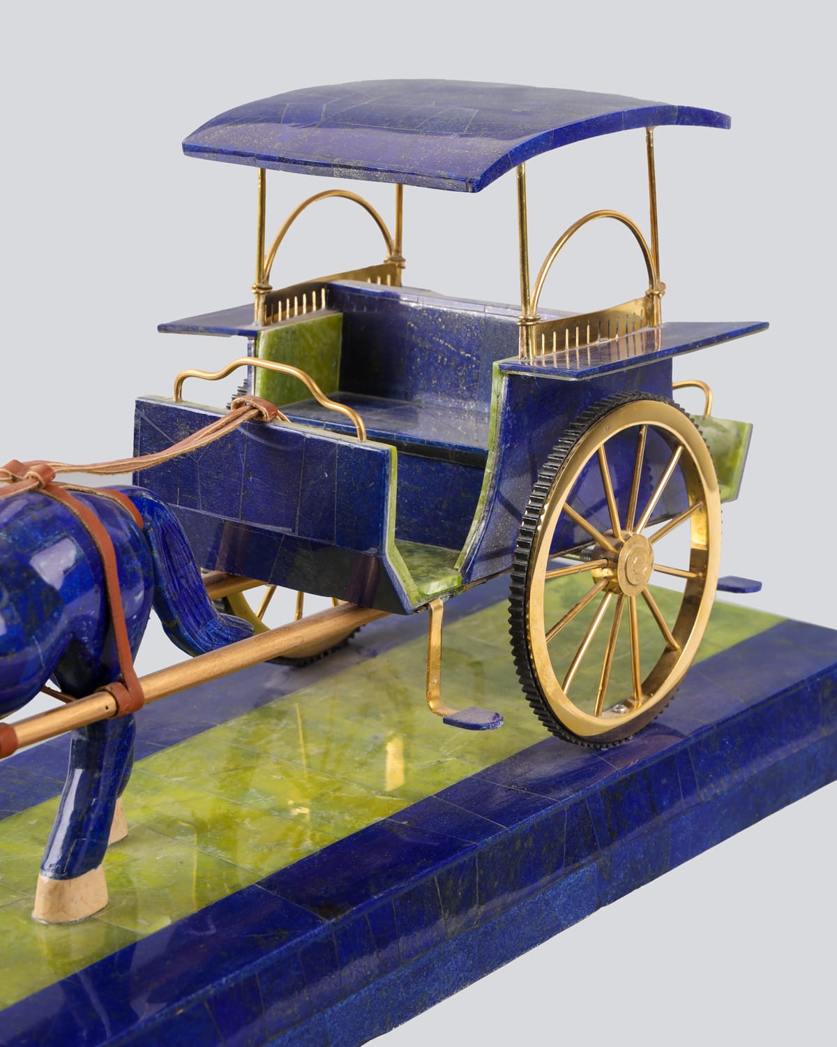 Horse-Drawn Cart Model -Lapis Lazuli Stone
