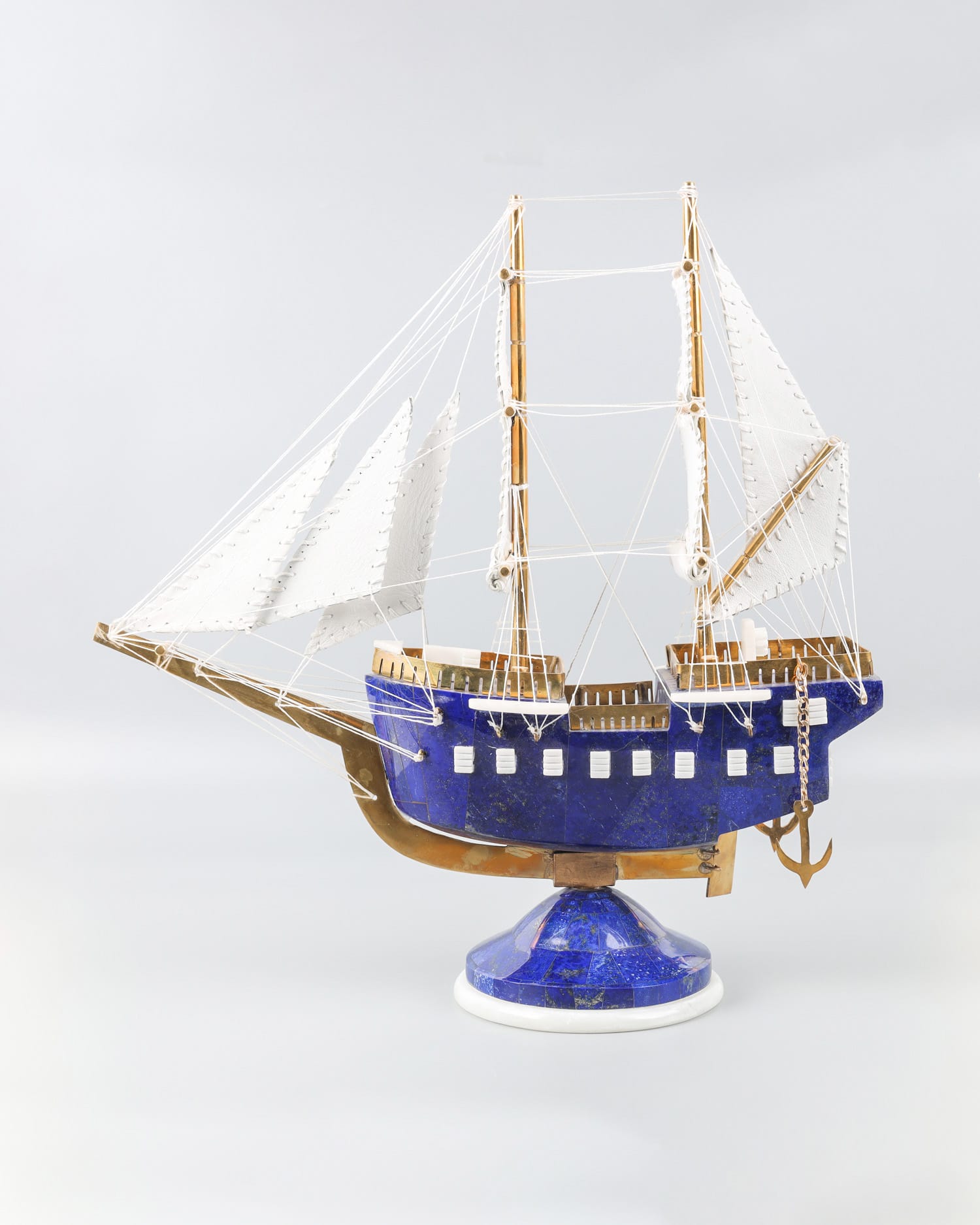 Lapis Lazuli Ship Model Decorative