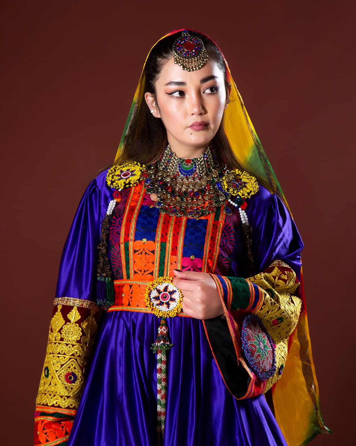 Afghan Dress with Kuchi Design, Full Set,  Hand Embroidered Yakhan