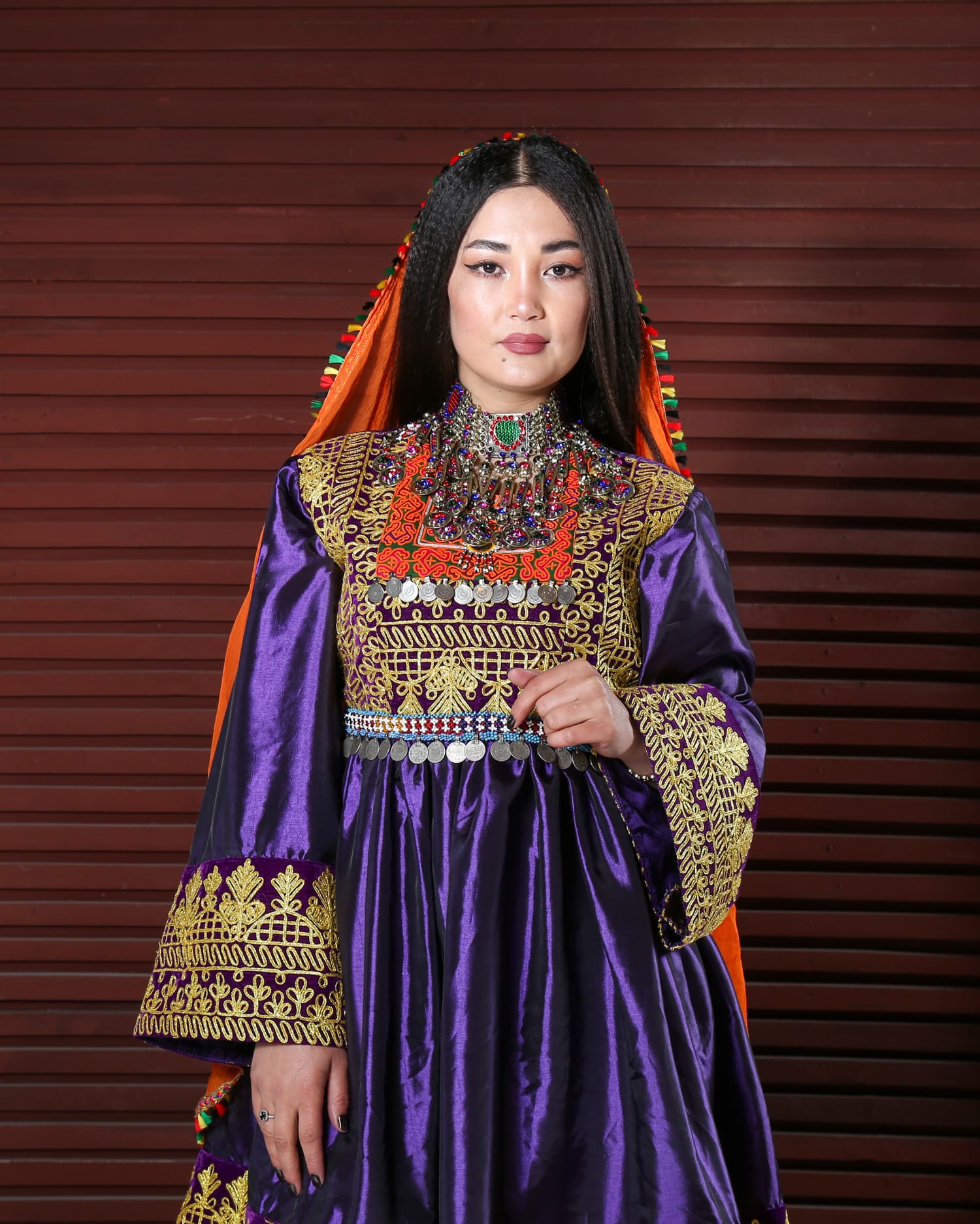 Traditional Afghan Short Embroidered Dress with Chadar Shawl and Trousers - Cloth Sizes Women: Small