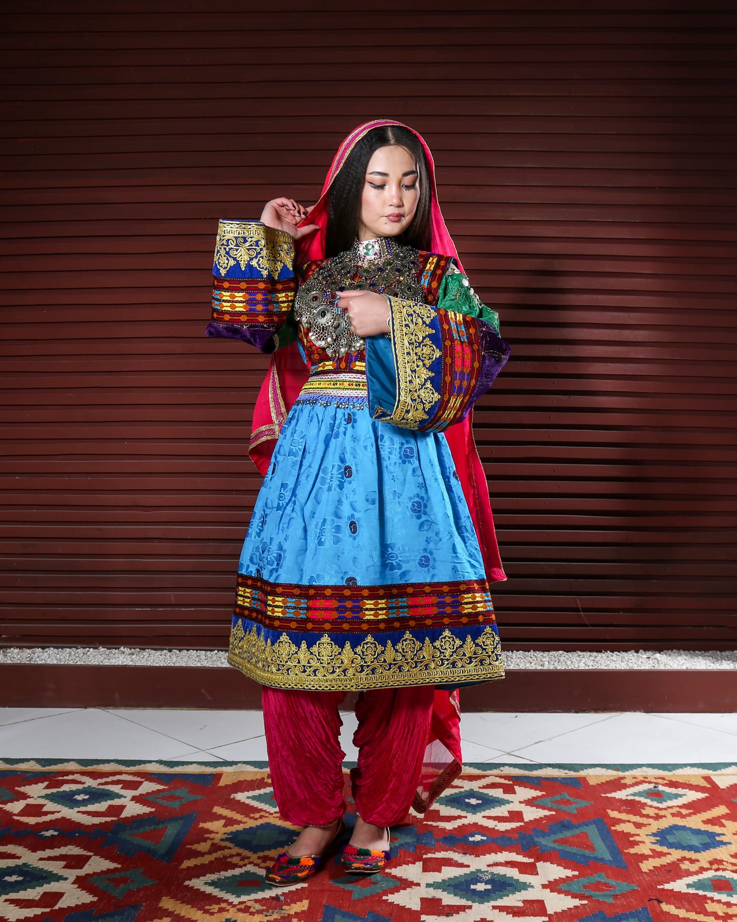 Short Dress with Banarasi Patchwork and Chermaduzi Embroidery on Sleeves and Hem