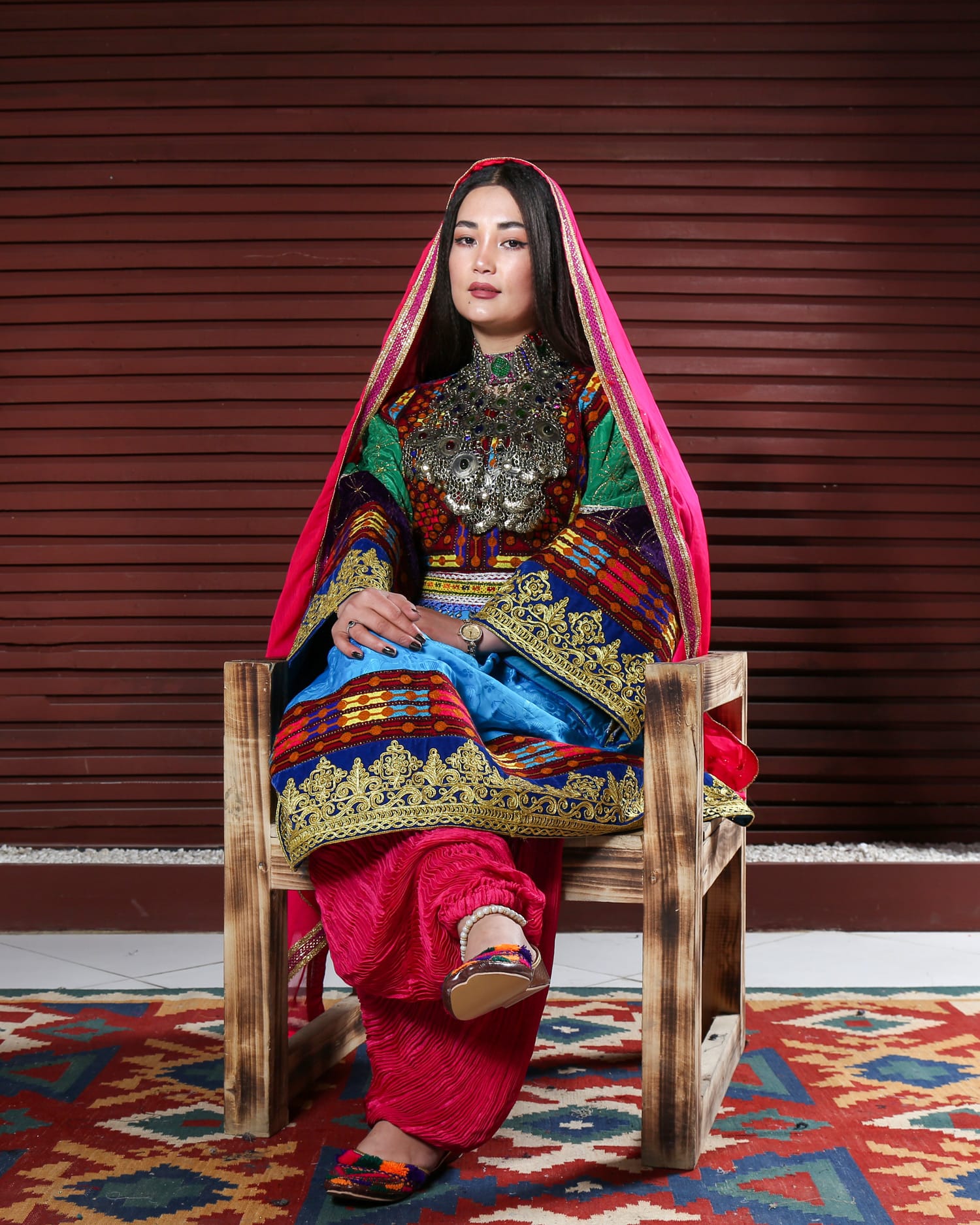 Short Dress with Banarasi Patchwork and Chermaduzi Embroidery on Sleeves and Hem