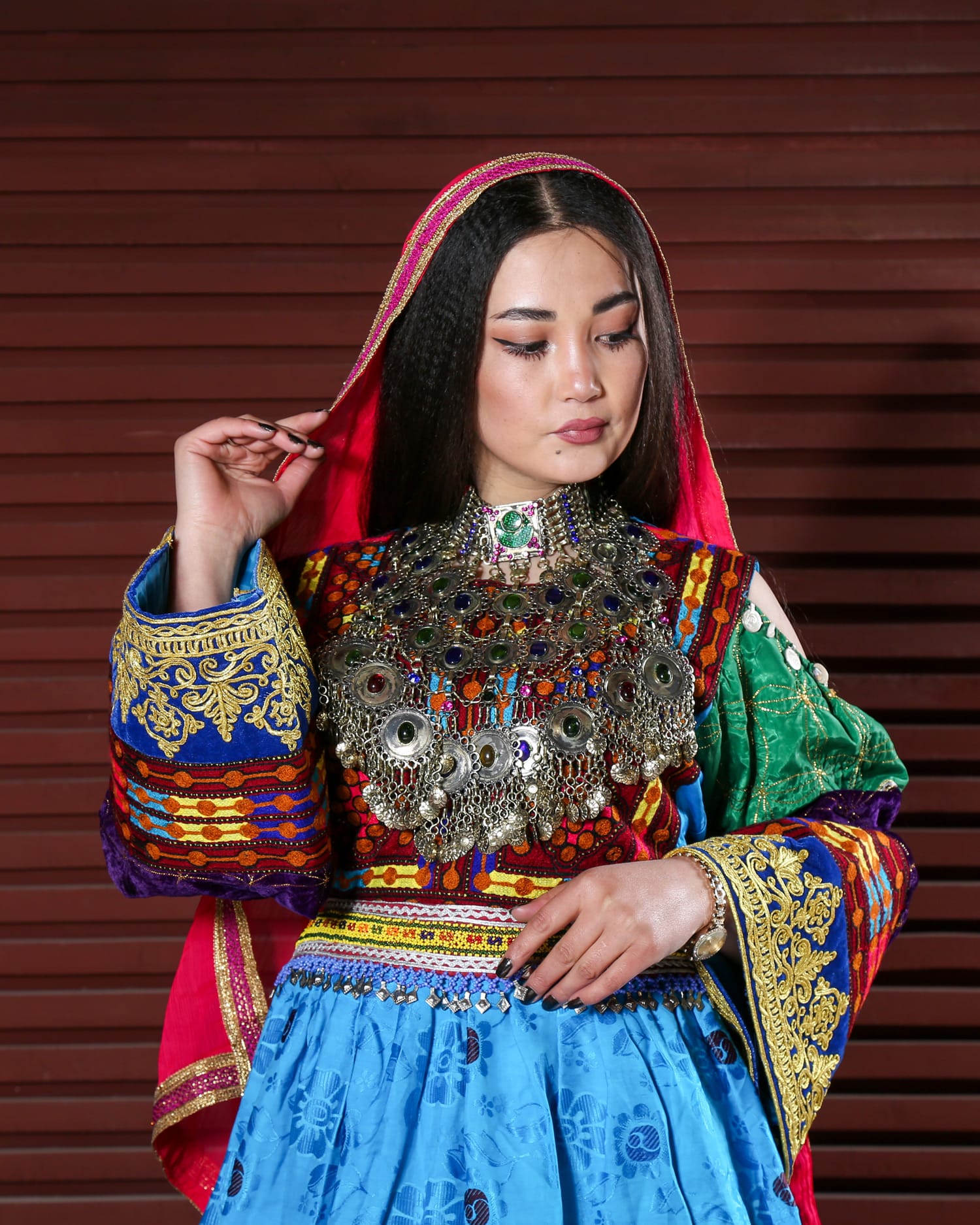 Short Dress with Banarasi Patchwork and Chermaduzi Embroidery on Sleeves and Hem