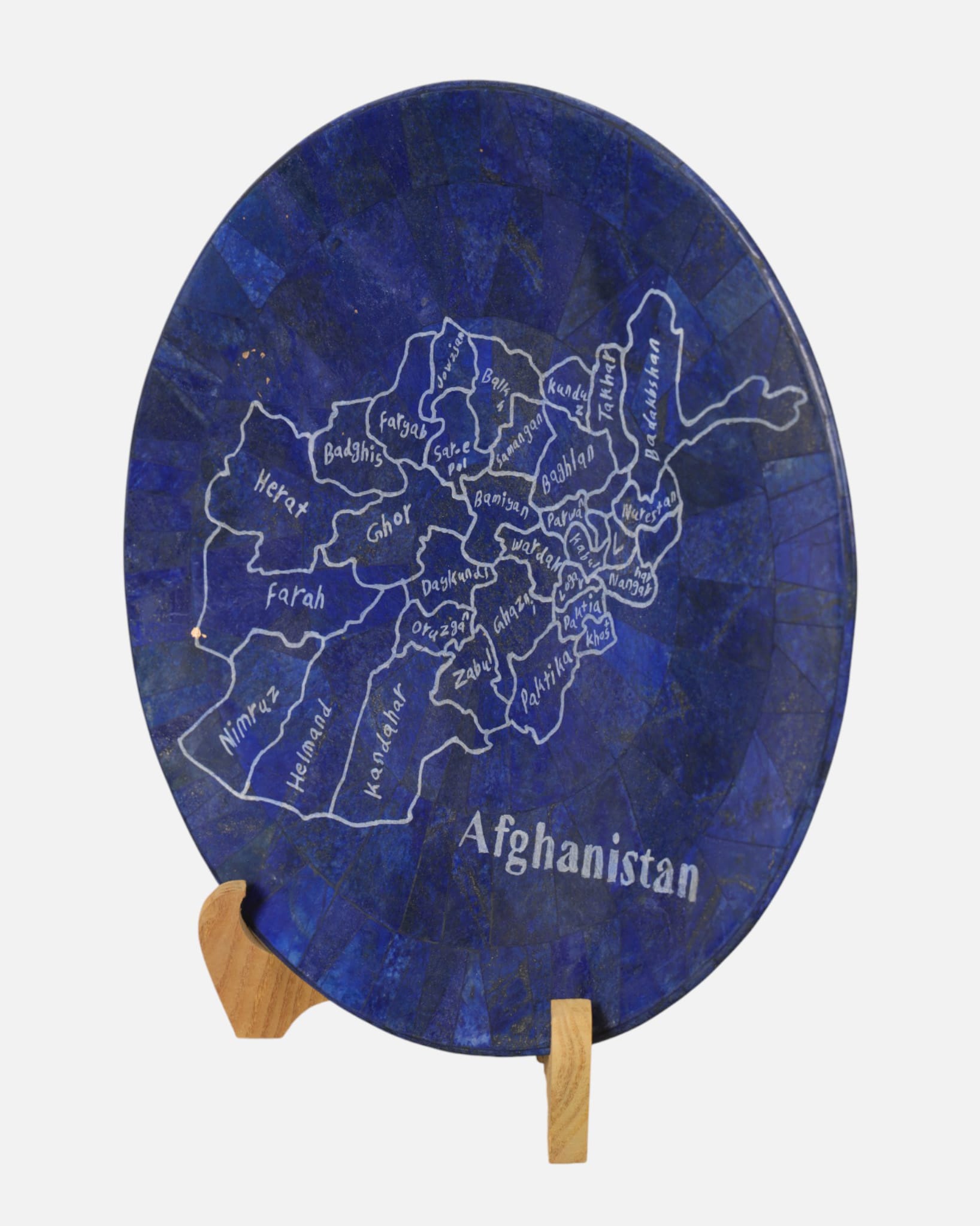 Afghanistan Map Lapis Lazuli Plate | Handcrafted Decorative Plate
