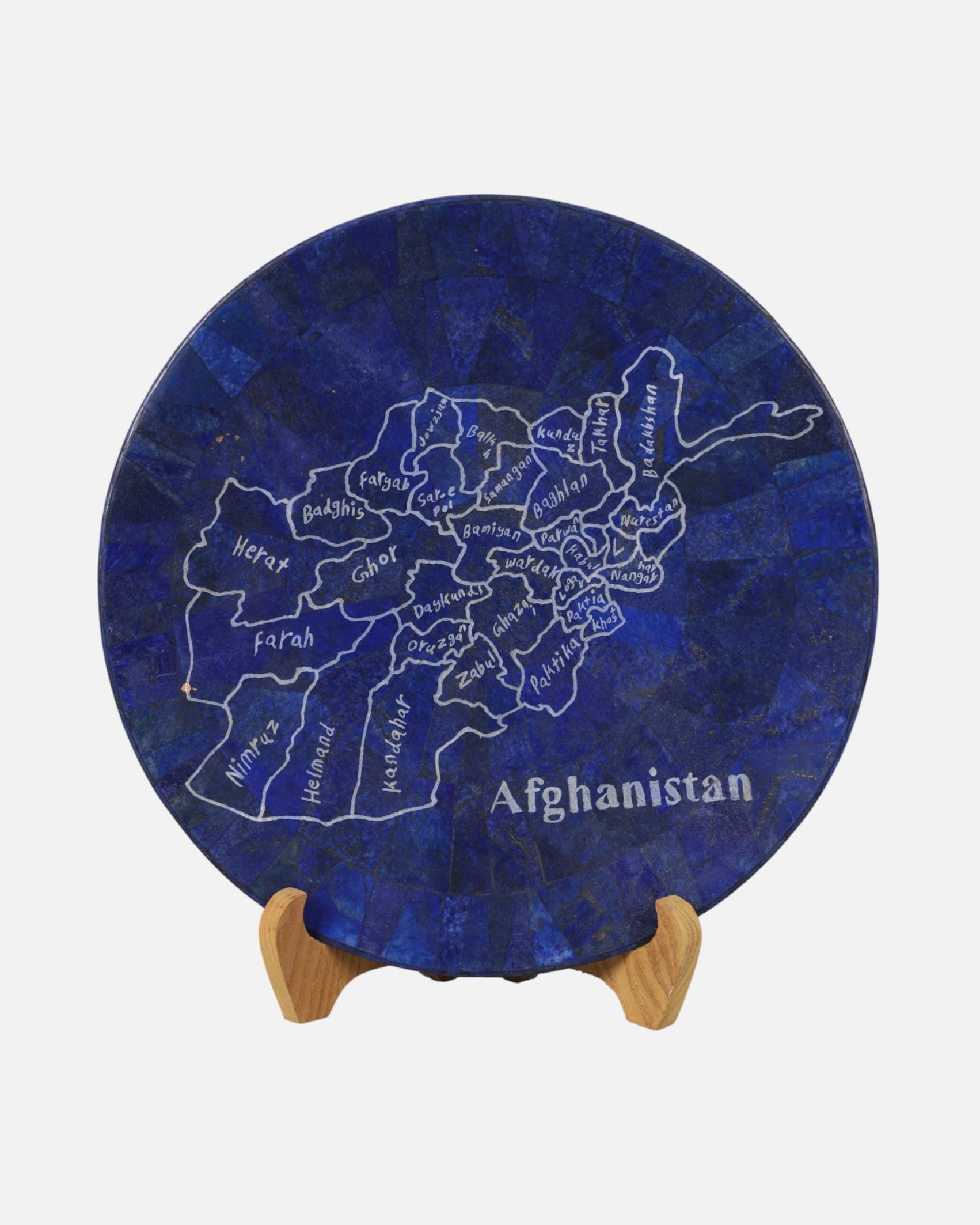 Afghanistan Map Lapis Lazuli Plate | Handcrafted Decorative Plate
