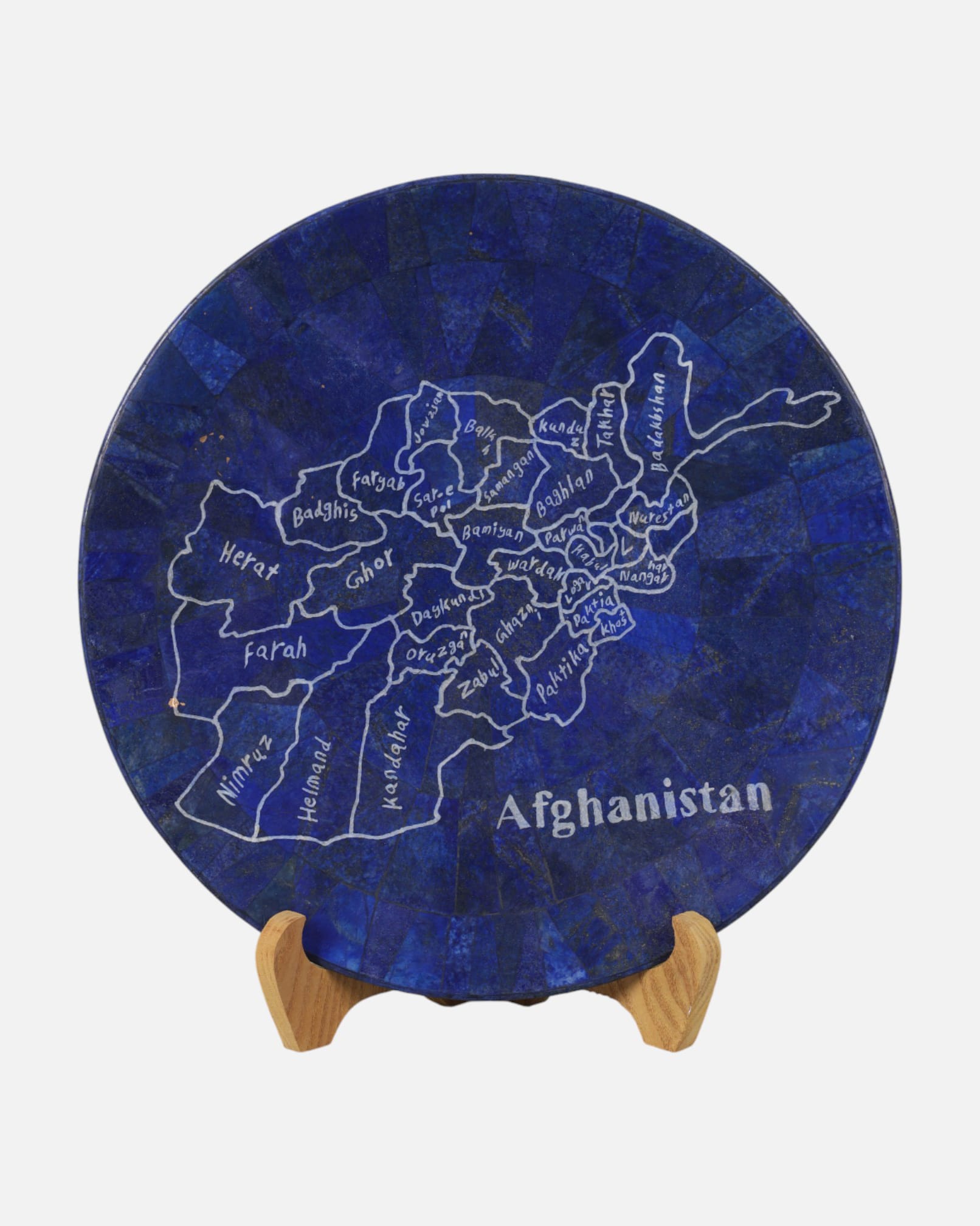 Afghanistan Map Lapis Lazuli Plate | Handcrafted Decorative Plate