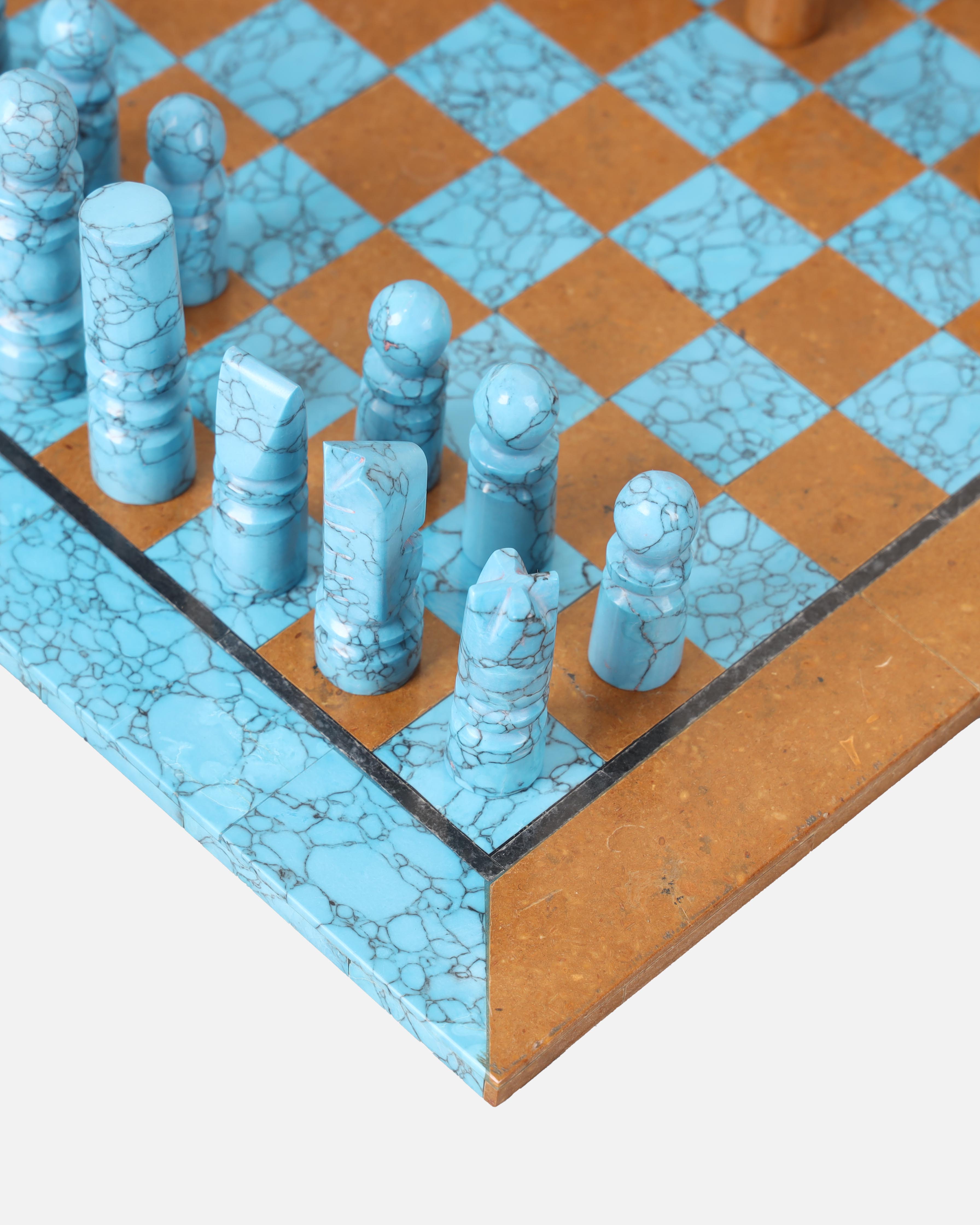 Turquoise Chess Set | Handcrafted Marble Chessboard