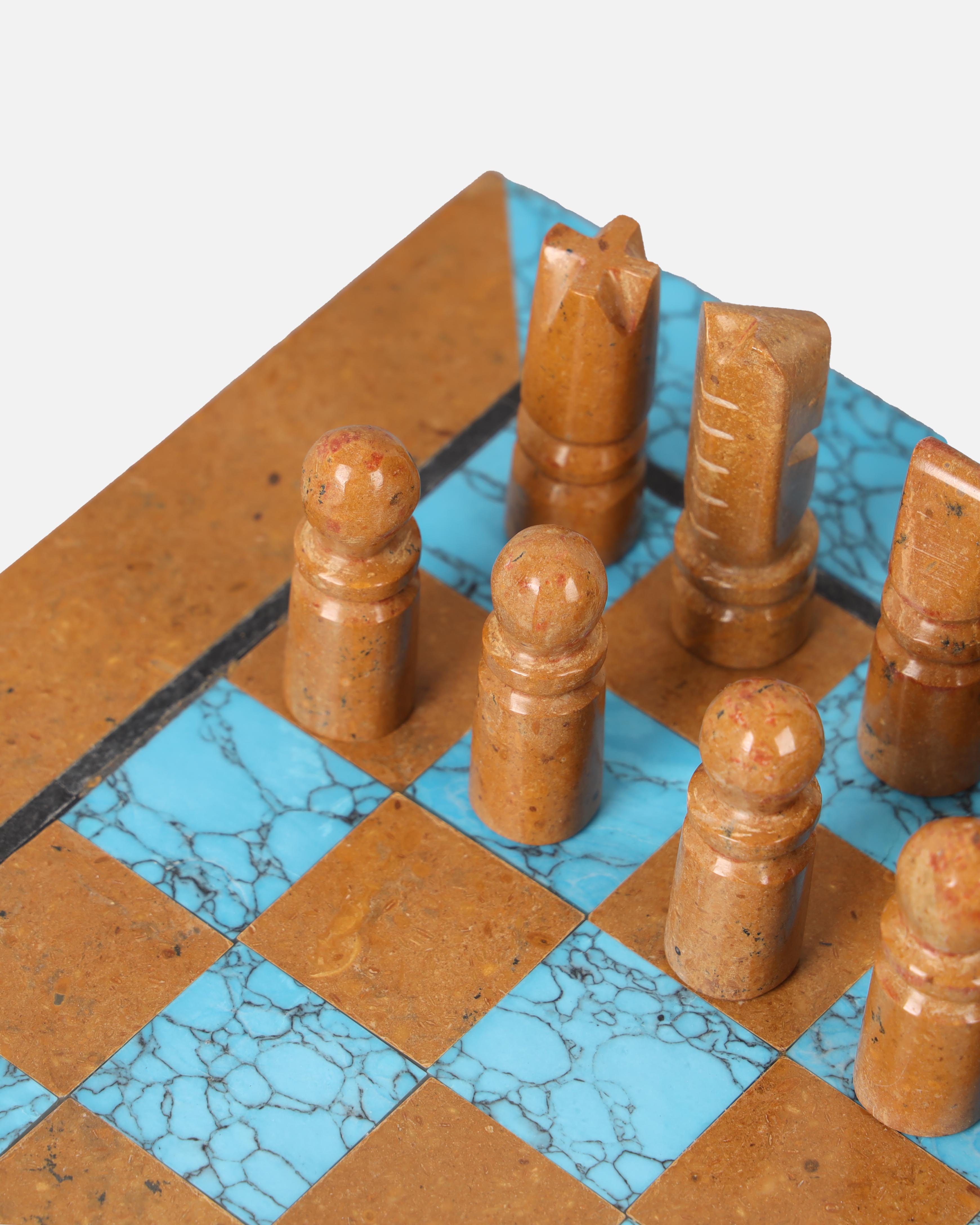 Turquoise Chess Set | Handcrafted Marble Chessboard