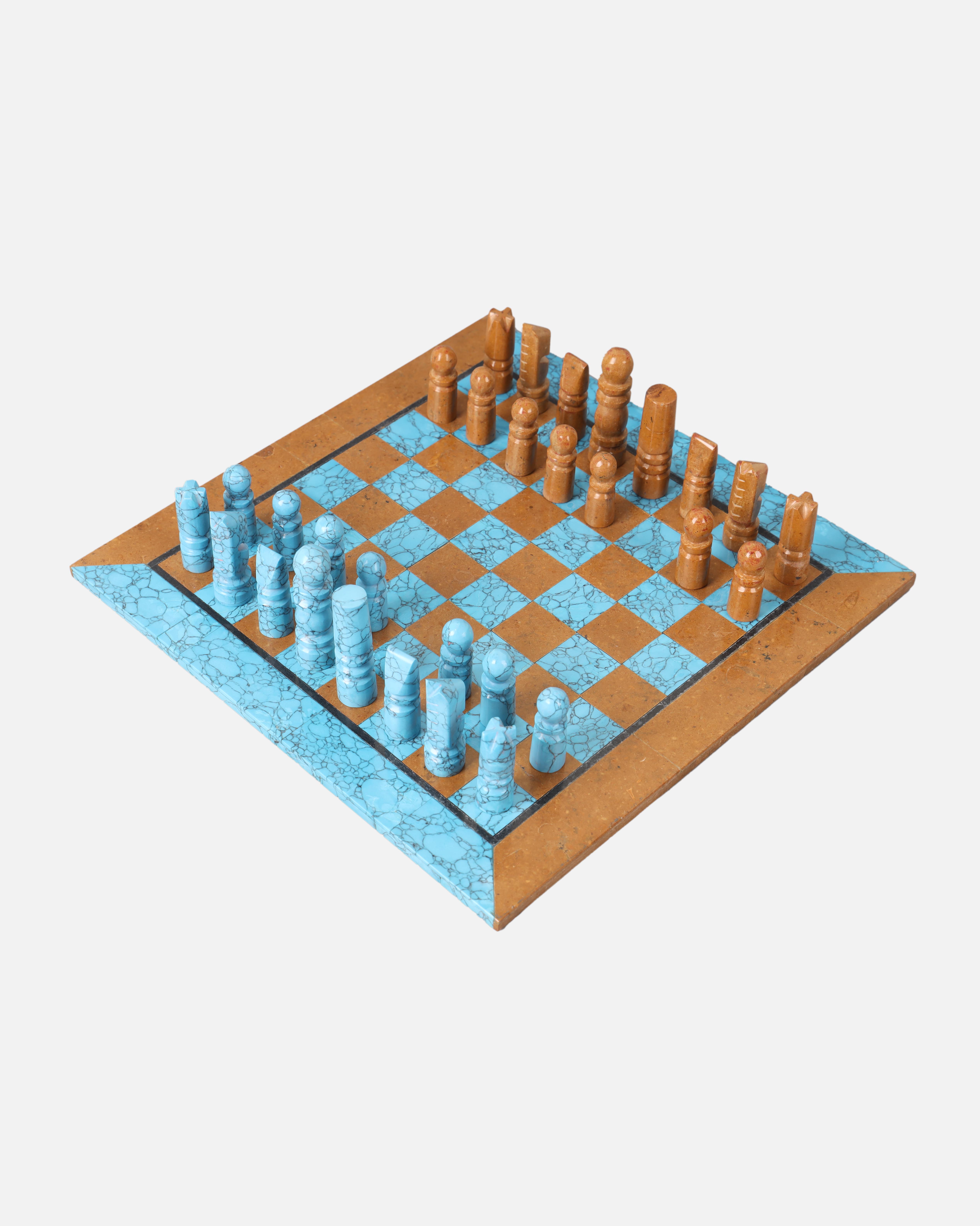 Turquoise Chess Set | Handcrafted Marble Chessboard