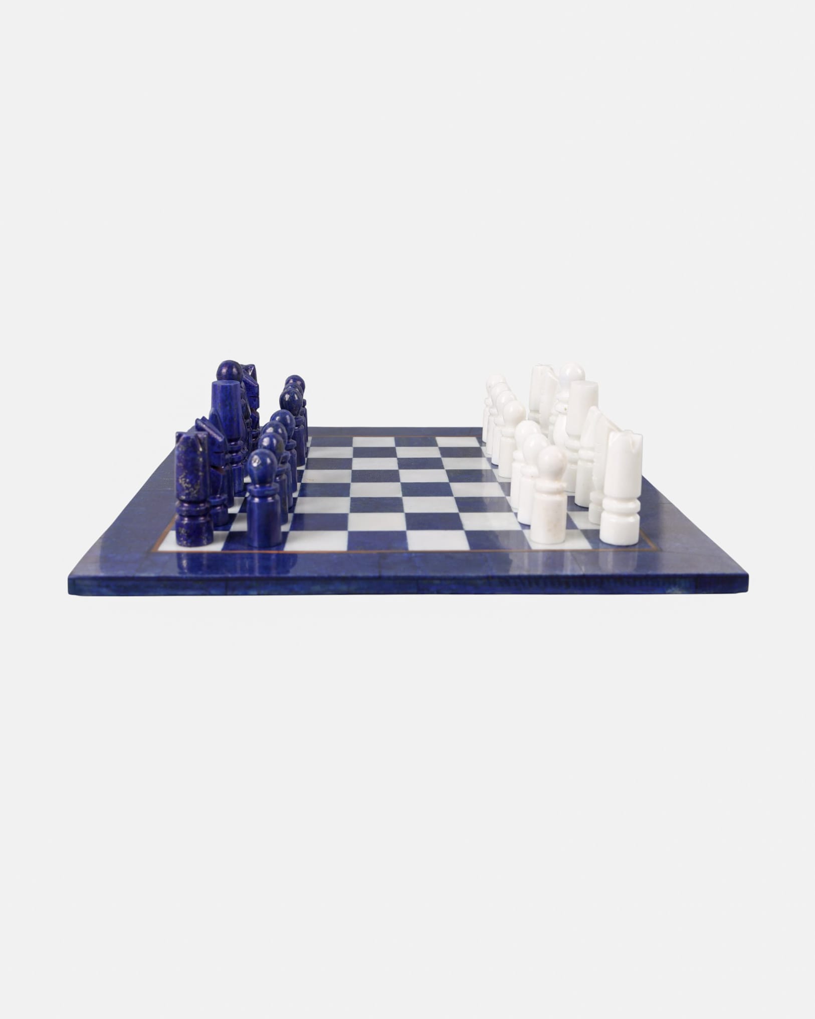 Lapis Lazuli & Marble Chess Set | Handcrafted 30cm Decorative Chessboard