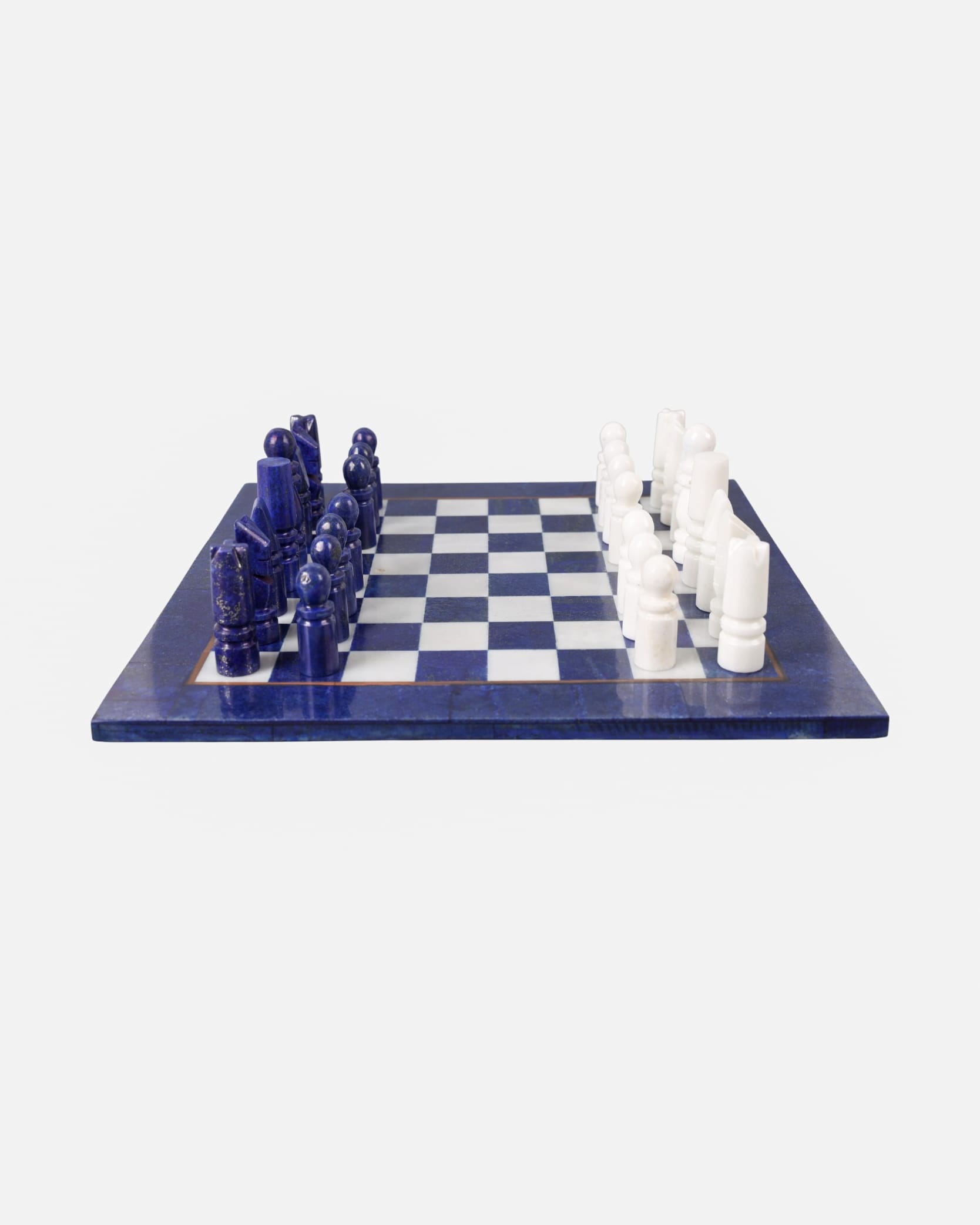 Lapis Lazuli & Marble Chess Set | Handcrafted 30cm Decorative Chessboard