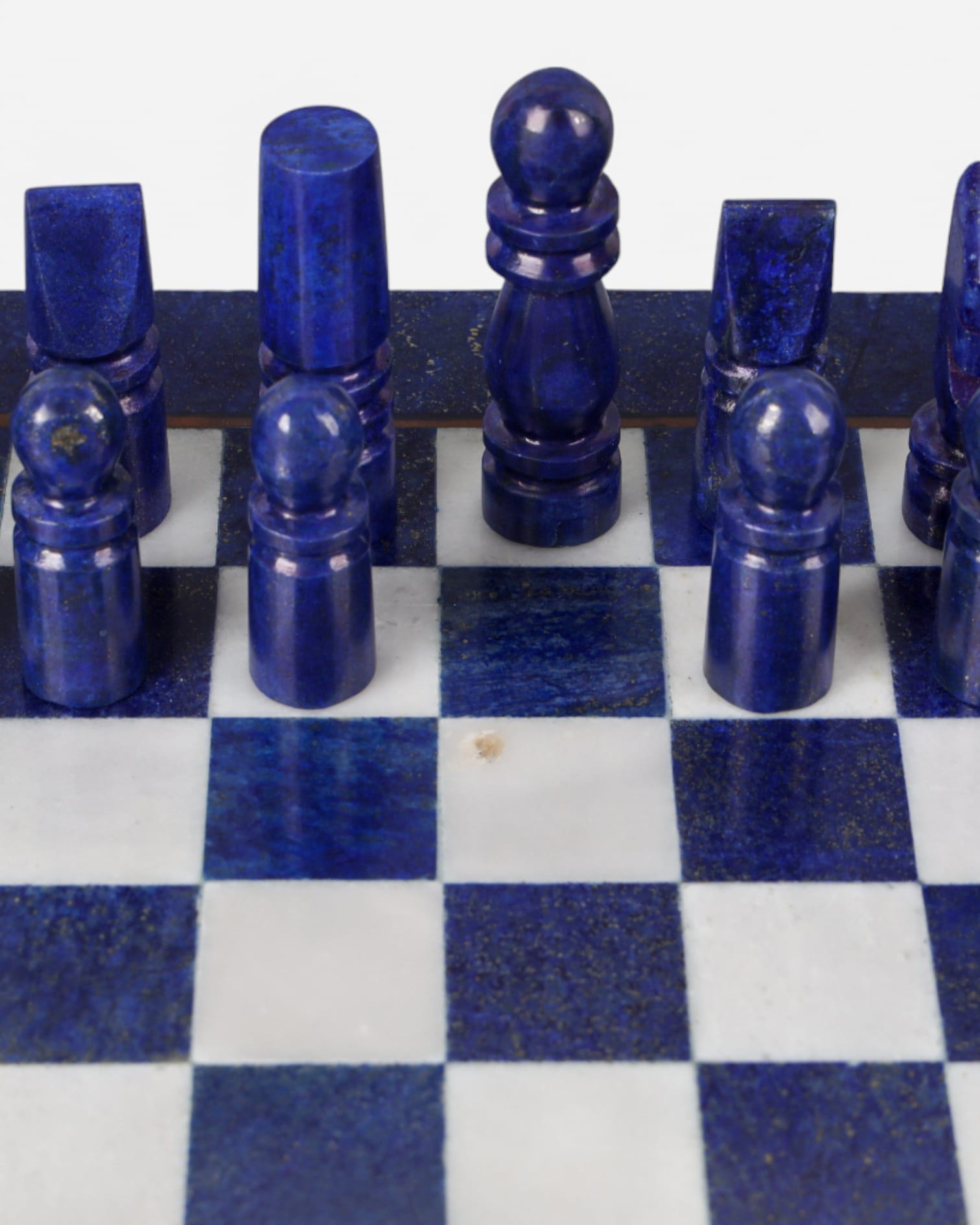 Lapis Lazuli & Marble Chess Set | Handcrafted 30cm Decorative Chessboard