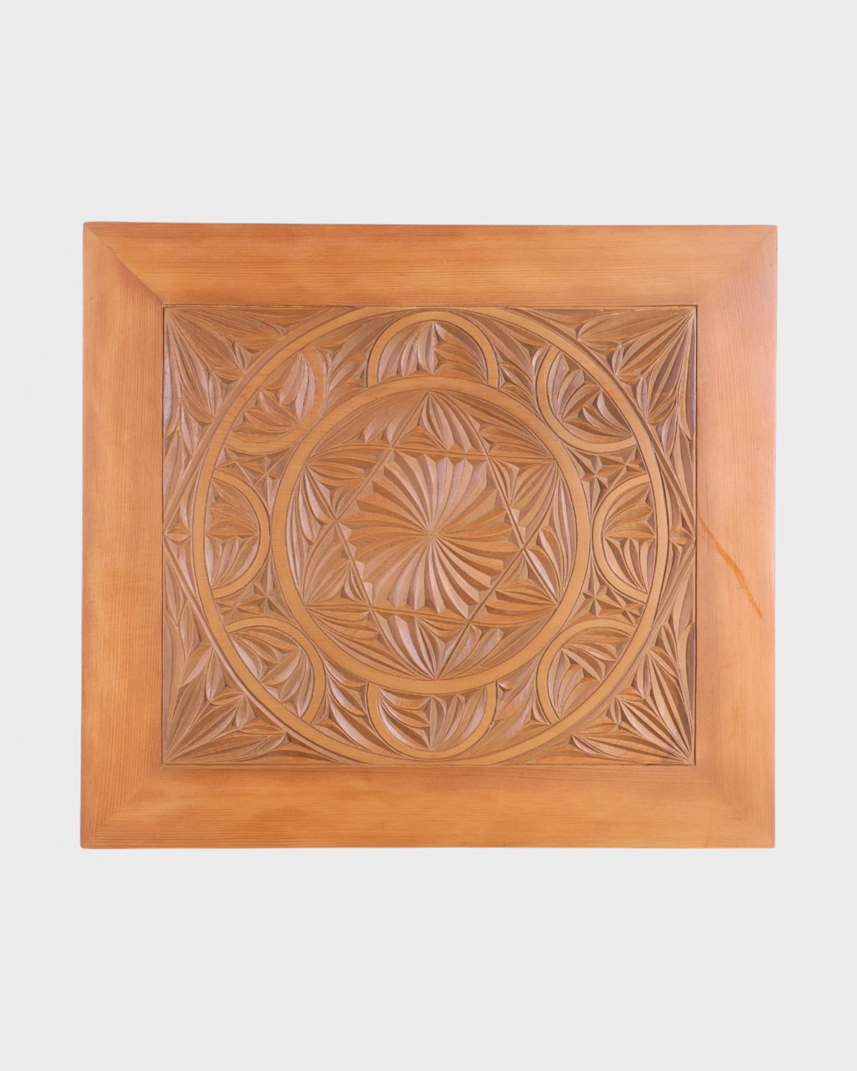 Nuristani Design Wooden Frame Artwork | Handcrafted Archa Wood Carving | 61x61 cm
