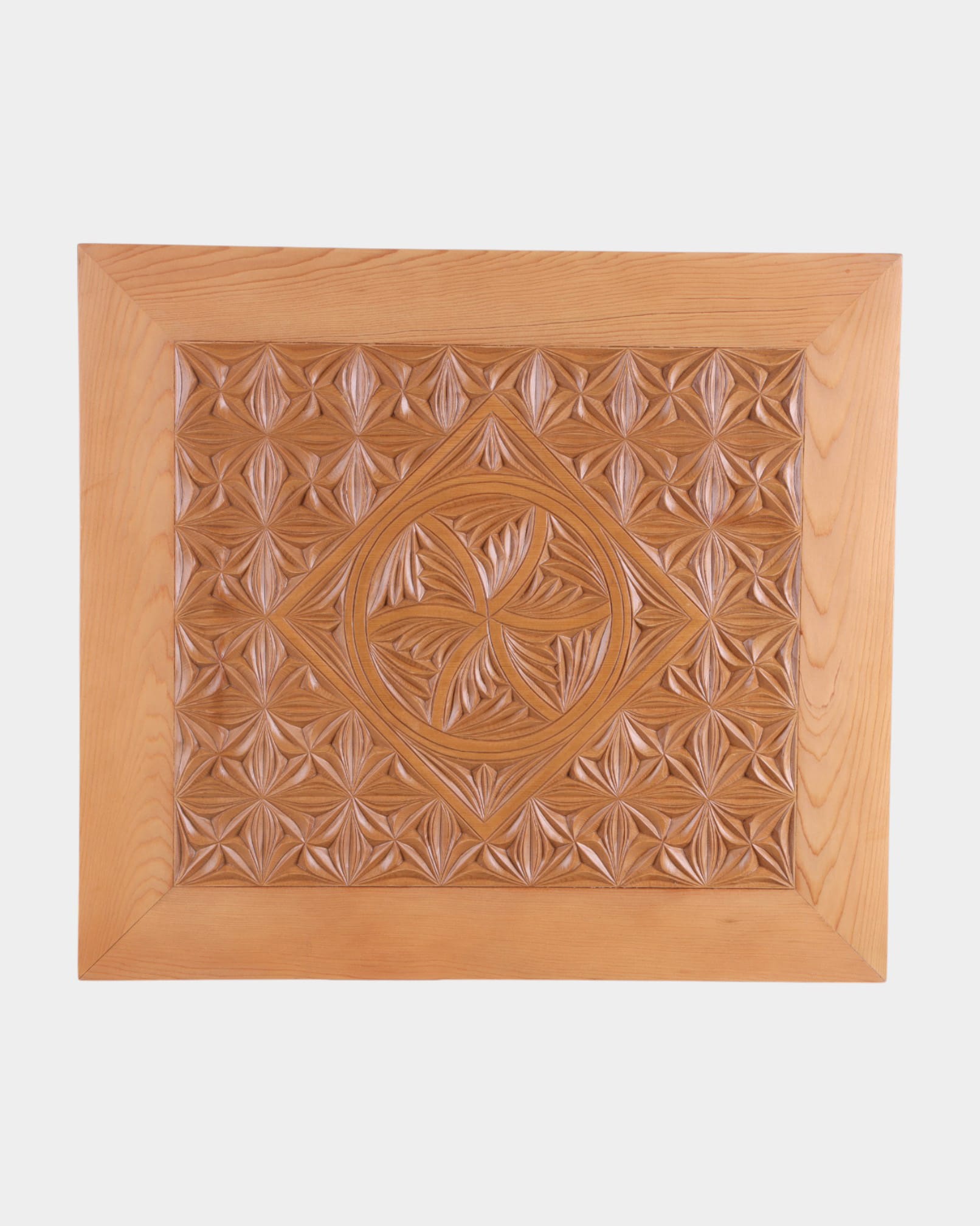Nuristani Design Wooden Frame Artwork | Handcrafted Archa Wood Carving | 50 x 44.5 cm